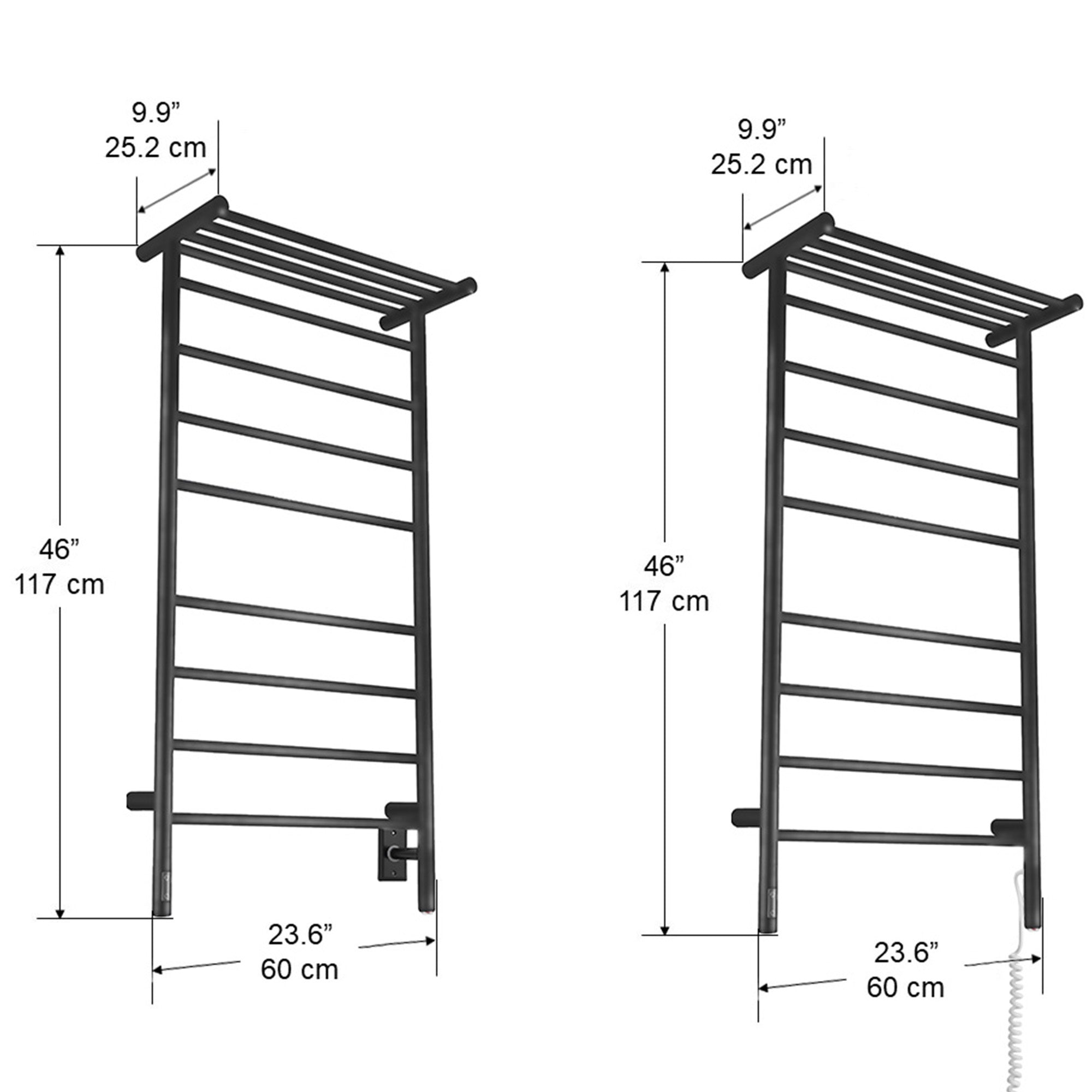 Ancona Piazzo OBT 8 Bar Dual Wall Mount Towel Warmer with Integrated Timer - Matte Black - Perfect for Bathrooms, Spas & Luxury Homes