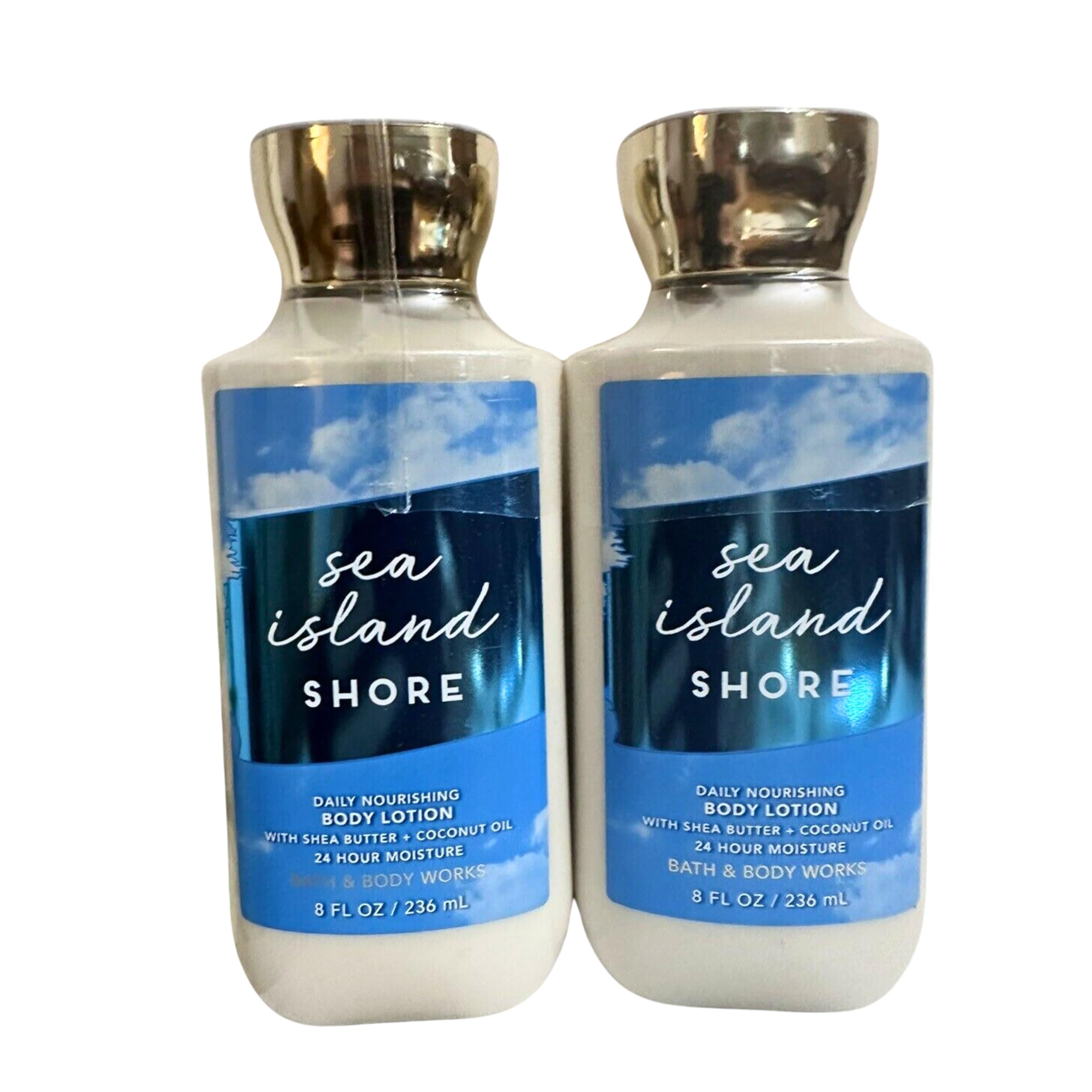 Bath and Body Works Sea Island Shore Body Lotion Set - 2 Pack (8oz Each) | Hydrating Moisturizer for Dry Skin | Perfect for Daily Use, Travel & Gifts