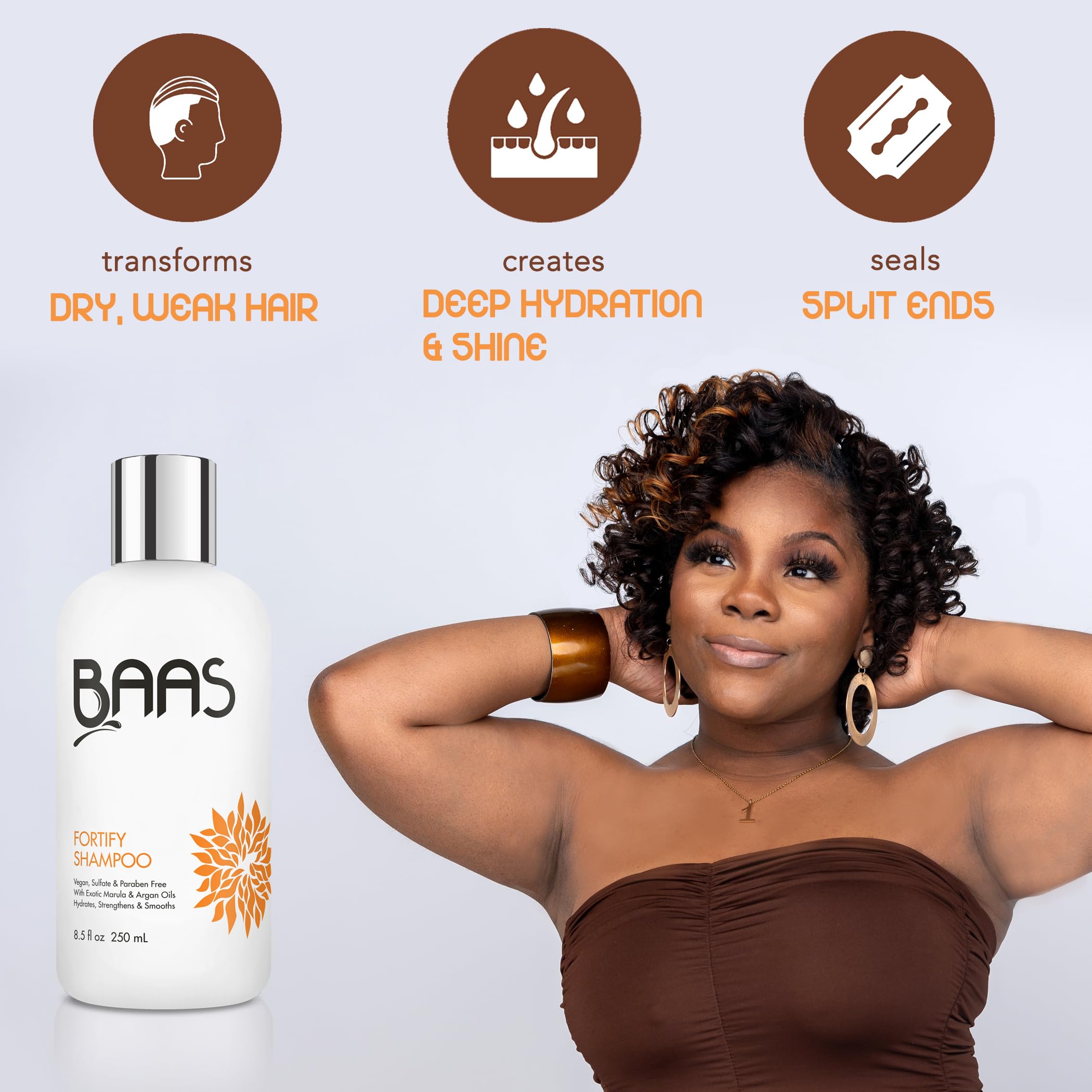 BAAS Fortify Shampoo for Hair Growth & Thickening - Sulfate-Free Volumizing Shampoo with Biotin & Keratin - Best for Thinning Hair, Fine Hair & Hair Loss Treatment - Perfect for Daily Use at Home & Salon