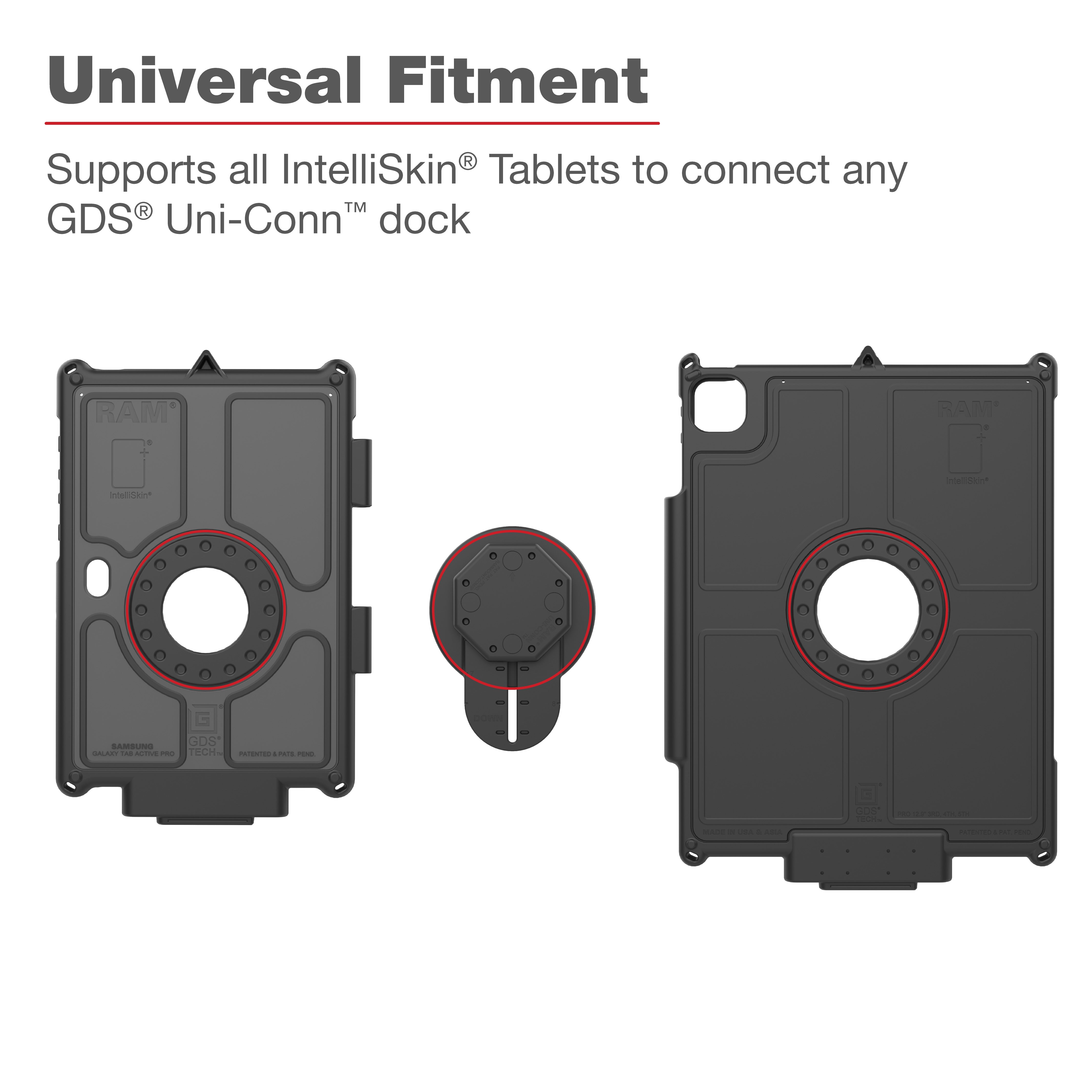 GDS Uni Conn Adjustable Adapter for IntelliSkin - Universal RAM Mount Compatible Accessory for Smartphones & Tablets - Perfect for Car, Office & Travel Use