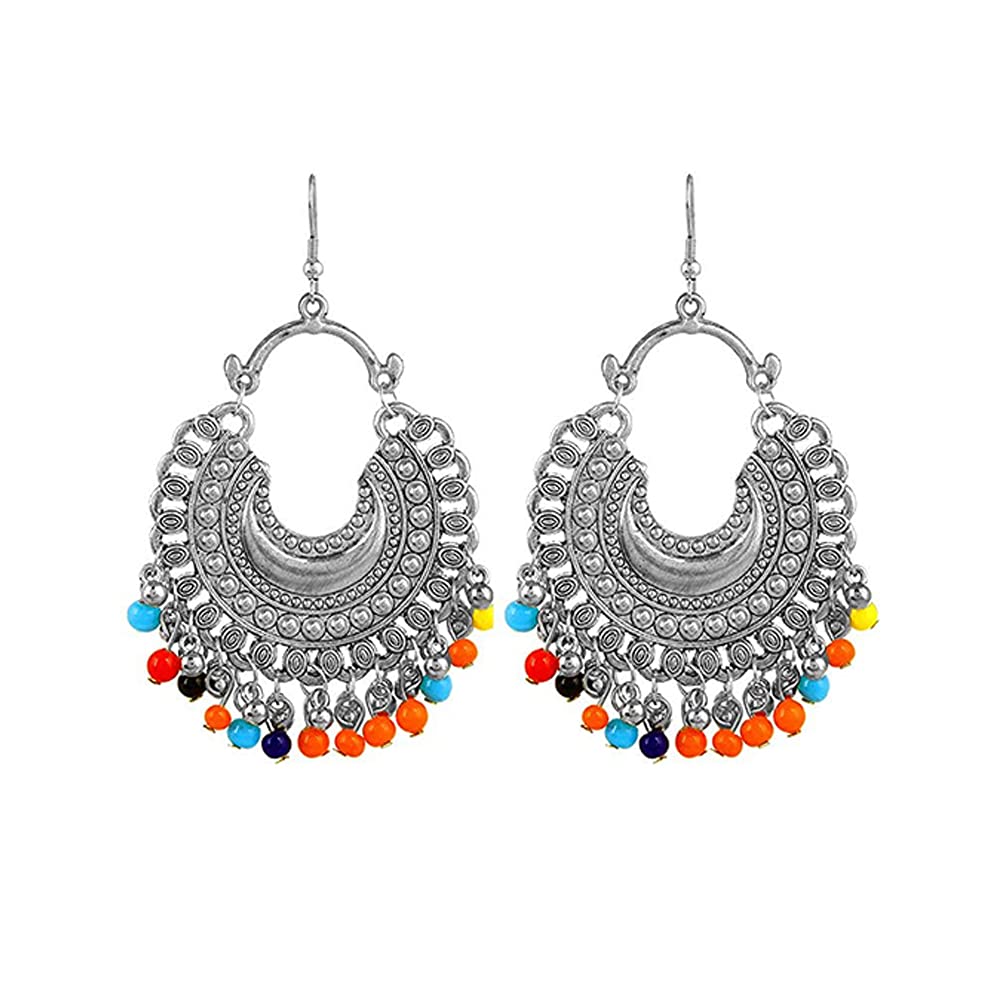 YouBella Stylish Oxidized Silver Earrings for Women - Set of 4 Afghani Jhumka Earrings | Trendy Boho Jewelry Gift for Girls & Women | Perfect for Parties, Weddings & Ethnic Fashion