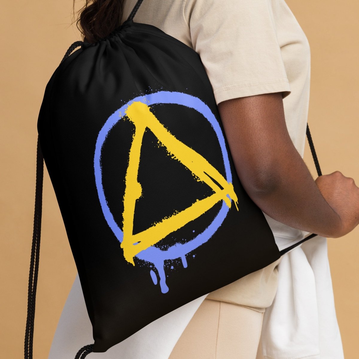 Graffiti Sobriety Symbol Drawstring Backpack - Stylish & Durable Gym Bag for Workout, Travel & School | Trendy Streetwear Accessory
