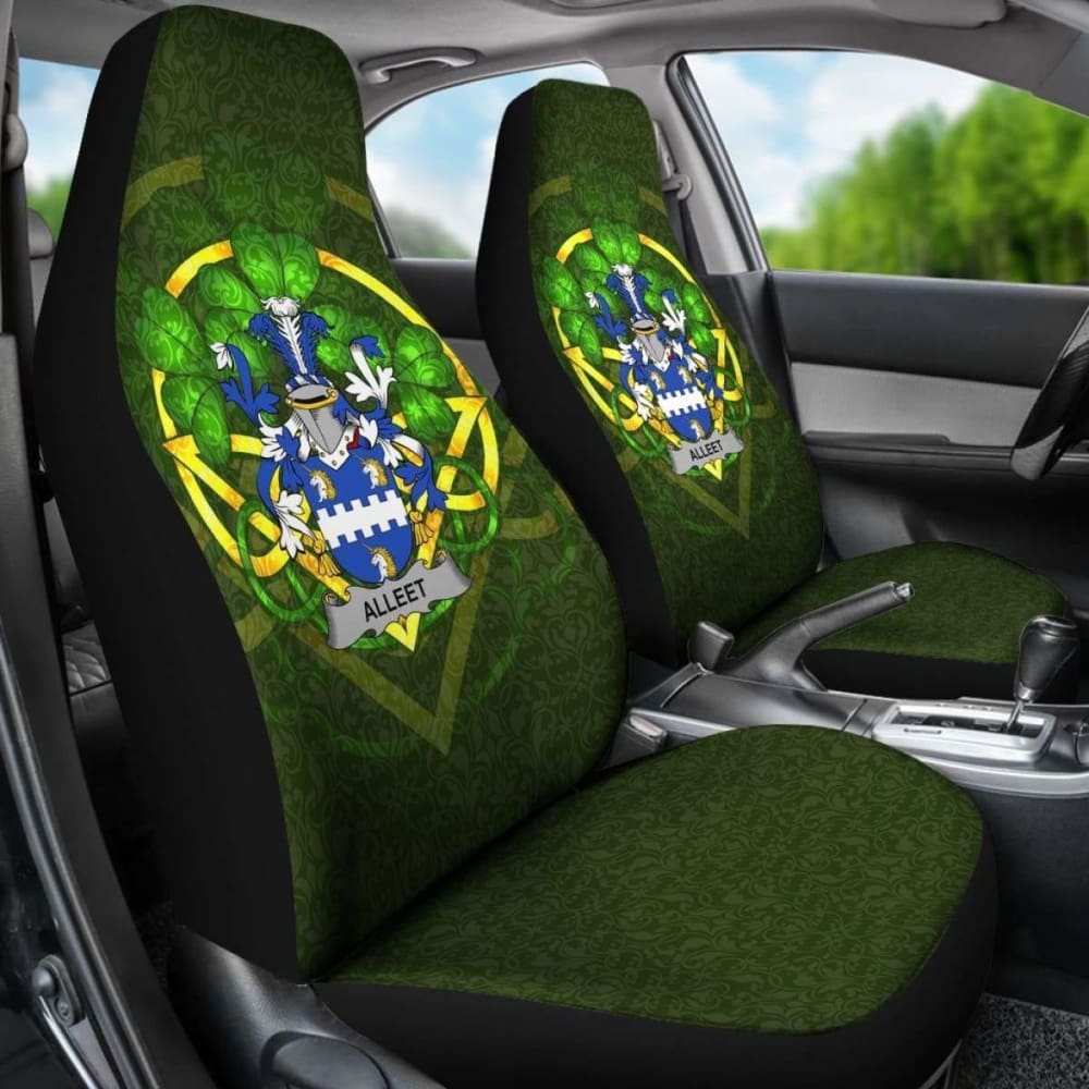 Alleet Ireland Car Seat Cover Set of 2 - Celtic Shamrock Design for Cars, SUVs & Trucks - Waterproof & Durable Seat Protectors for Pets, Kids & Daily Use