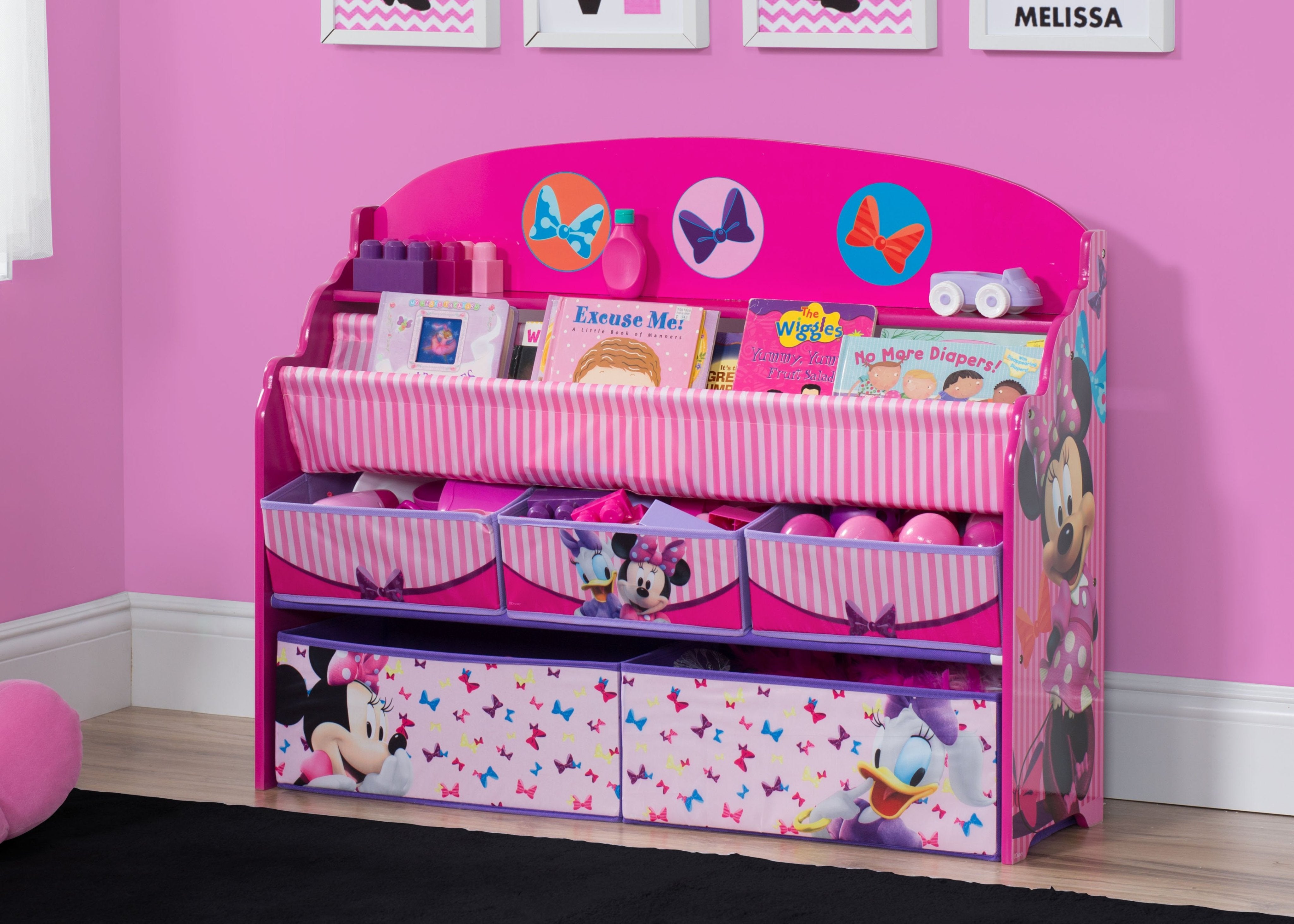 Minnie Mouse Deluxe Book & Toy Organizer for Kids - Disney Themed Storage Solution for Bedroom & Playroom - Perfect for Organizing Books, Toys & School Supplies