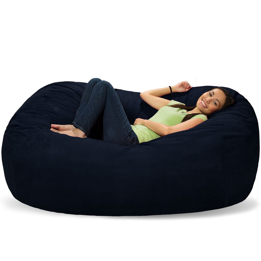 Comfy Sacks Memory Foam Bean Bag Chair - Ultra Soft Navy Blue Micro Suede Lounger for Adults & Teens | Perfect for Gaming, Movie Nights, Dorm Rooms & Relaxation