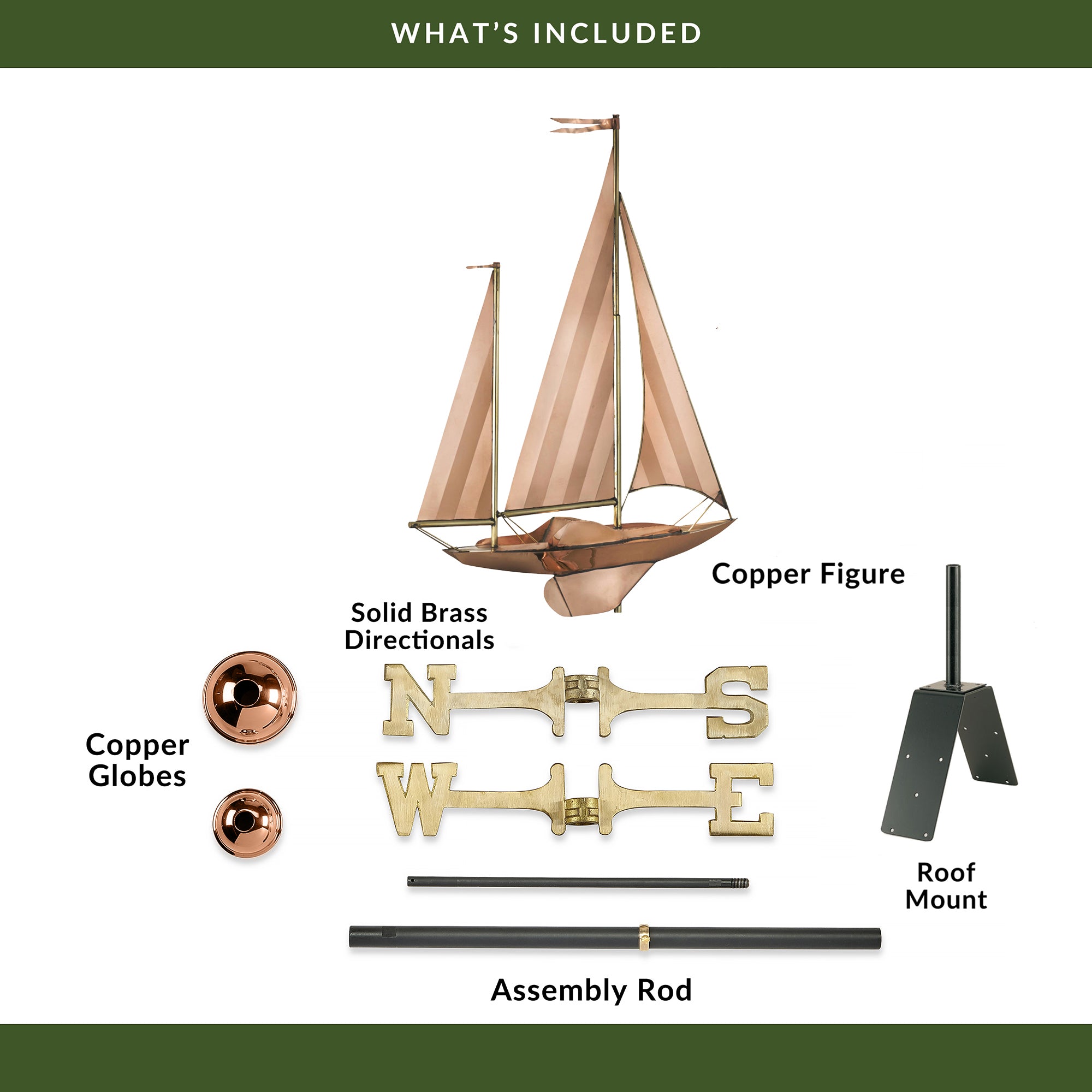 Large Sailboat Weathervane - Nautical Outdoor Decor for Garden, Yard, or Roof - Perfect for Coastal Homes, Beach Houses & Sailboat Enthusiasts