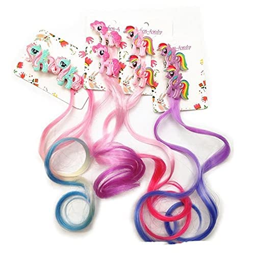 15 Inch Girls Curly Wave Hair Clips & Bows Set (2 Pairs) - Mixed Colors Hair Pins for Ponytail, Princess Style Kids Hair Accessories | Perfect for School, Parties & Special Occasions