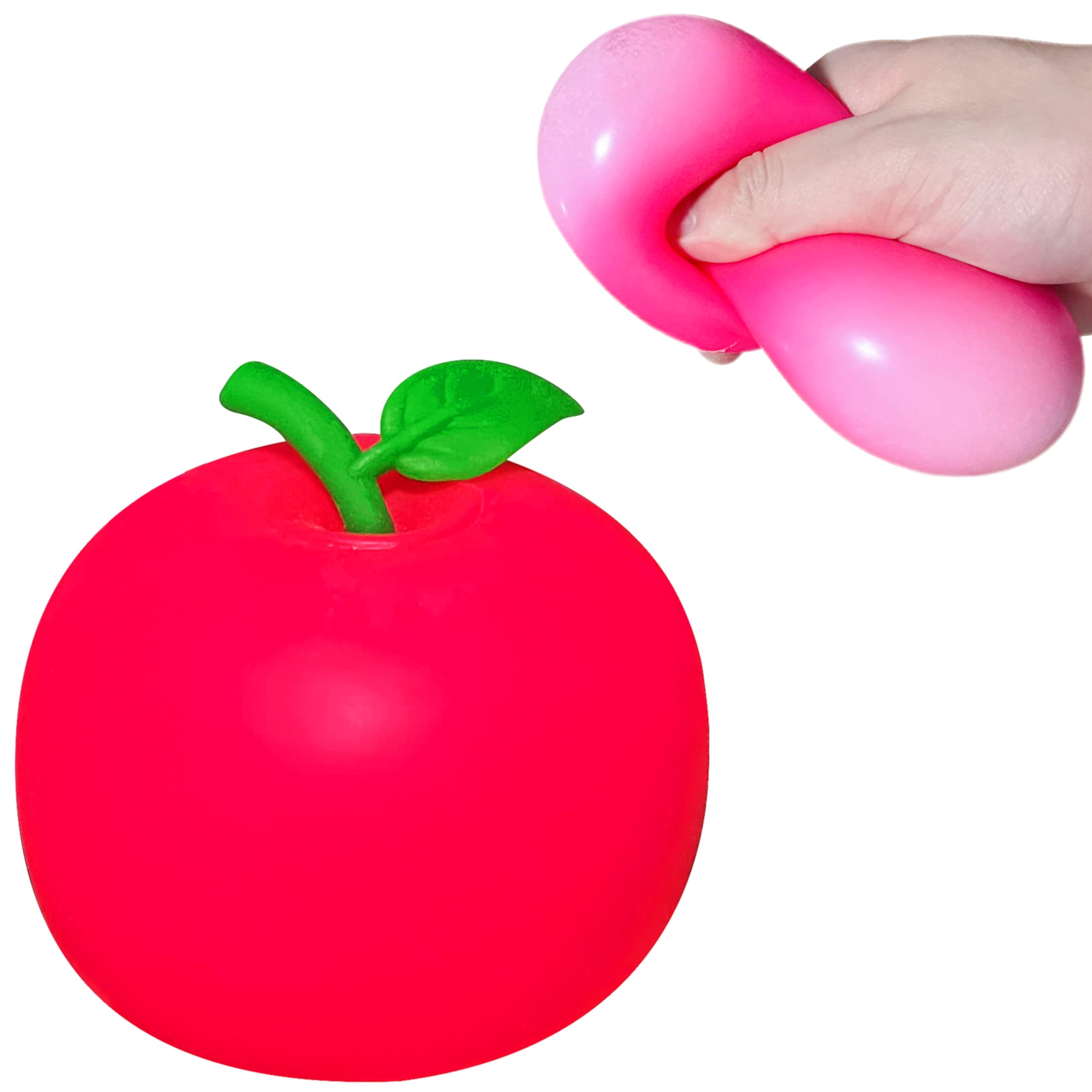 Stress Relief Squishy Apple Fidget Toys for Kids & Adults - Soft Stretchy Squeeze Ball for Anxiety Relief, Focus Improvement & Sensory Play - Fun Easter Basket Stuffers & Party Favors (Pack of 1) - Perfect for Classroom, Office & Travel Stress Relief