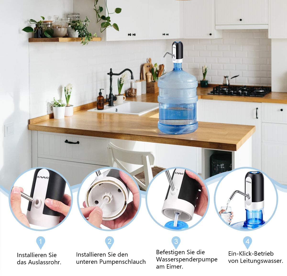 **USB Rechargeable Electric Water Bottle Pump with 2 Free Adapters & Hose - Portable Automatic Water Dispenser for Home, Office, Travel & Camping**