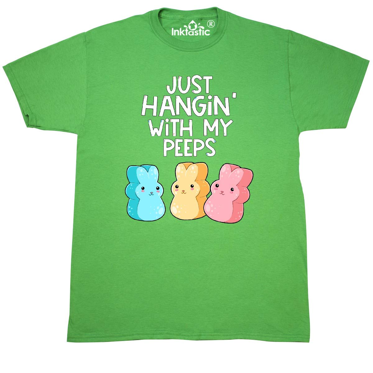 Inktastic Easter Hangin' with My Peeps Graphic T-Shirt - Funny Easter Bunny Tee for Women & Men - Perfect for Easter Party, Spring Outfits & Holiday Gifts