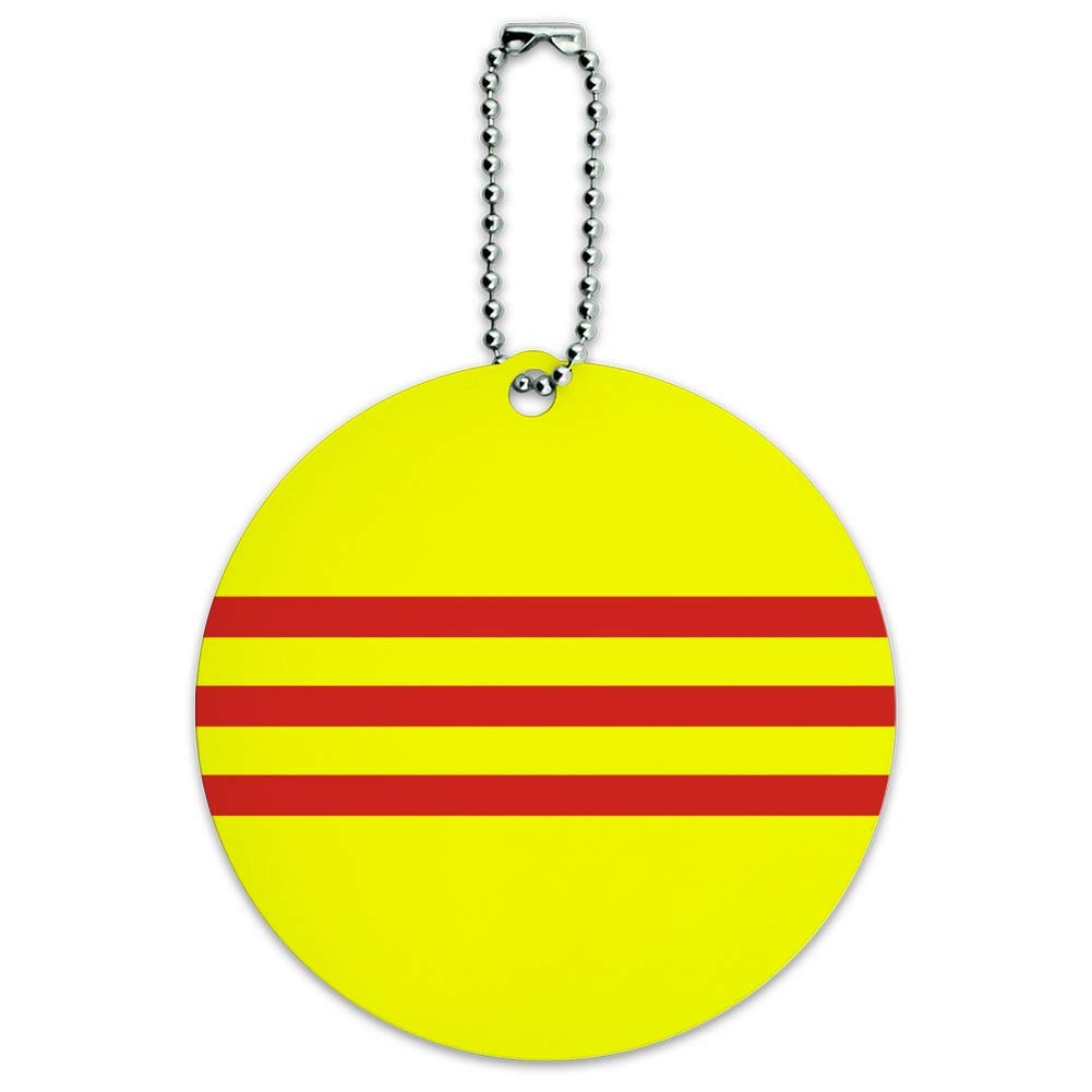 South Vietnam Flag Round Luggage ID Tag - Durable Suitcase & Carry-On Identification Card for Travel Accessories | Perfect for Airports, Business Trips & Vacation