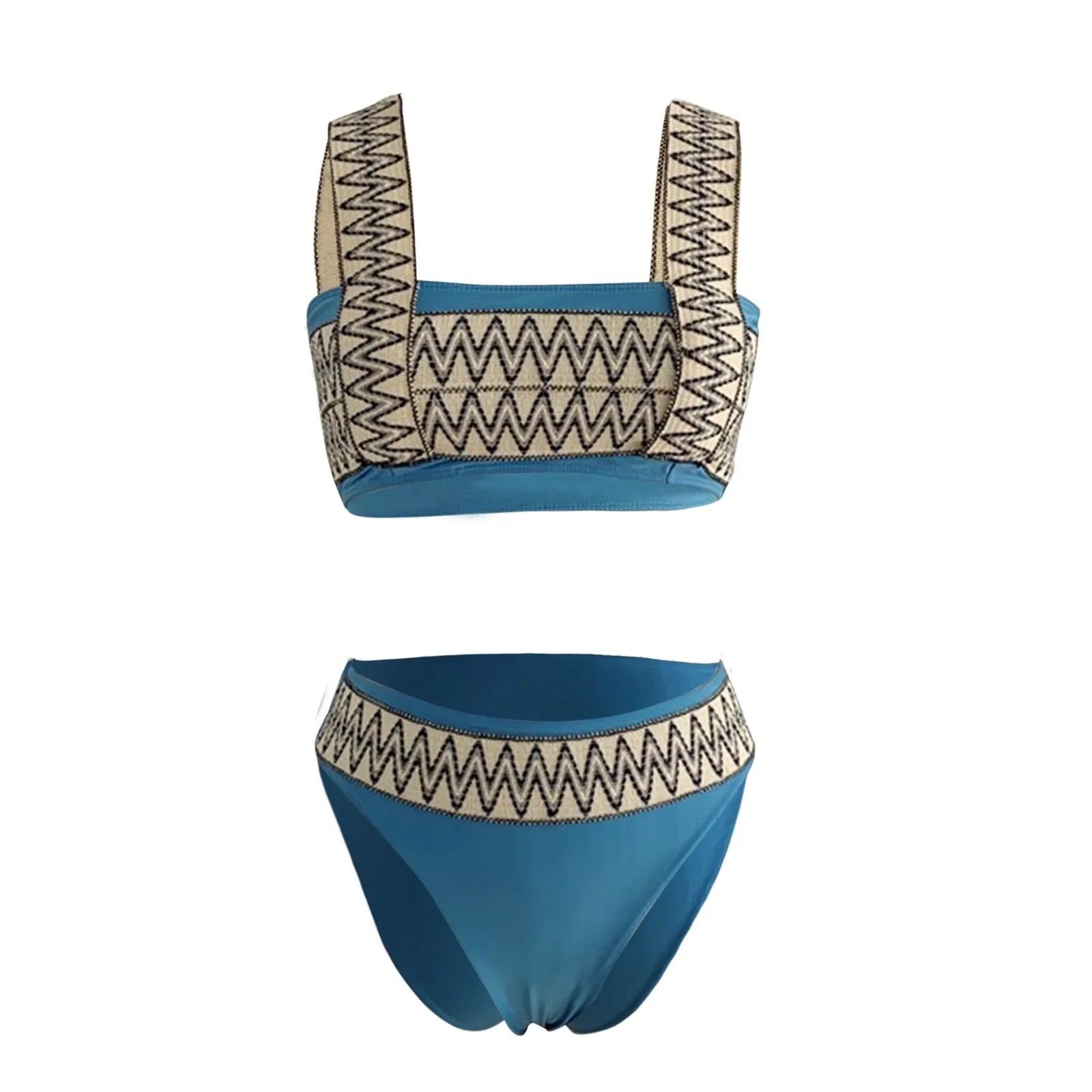 Sexy Women's Two Piece Bikini Swimsuit - Ripple Print Sling Hawaiian Bathing Suit for Summer Beach Vacation & Pool Party | Trajes De Baño Mujer