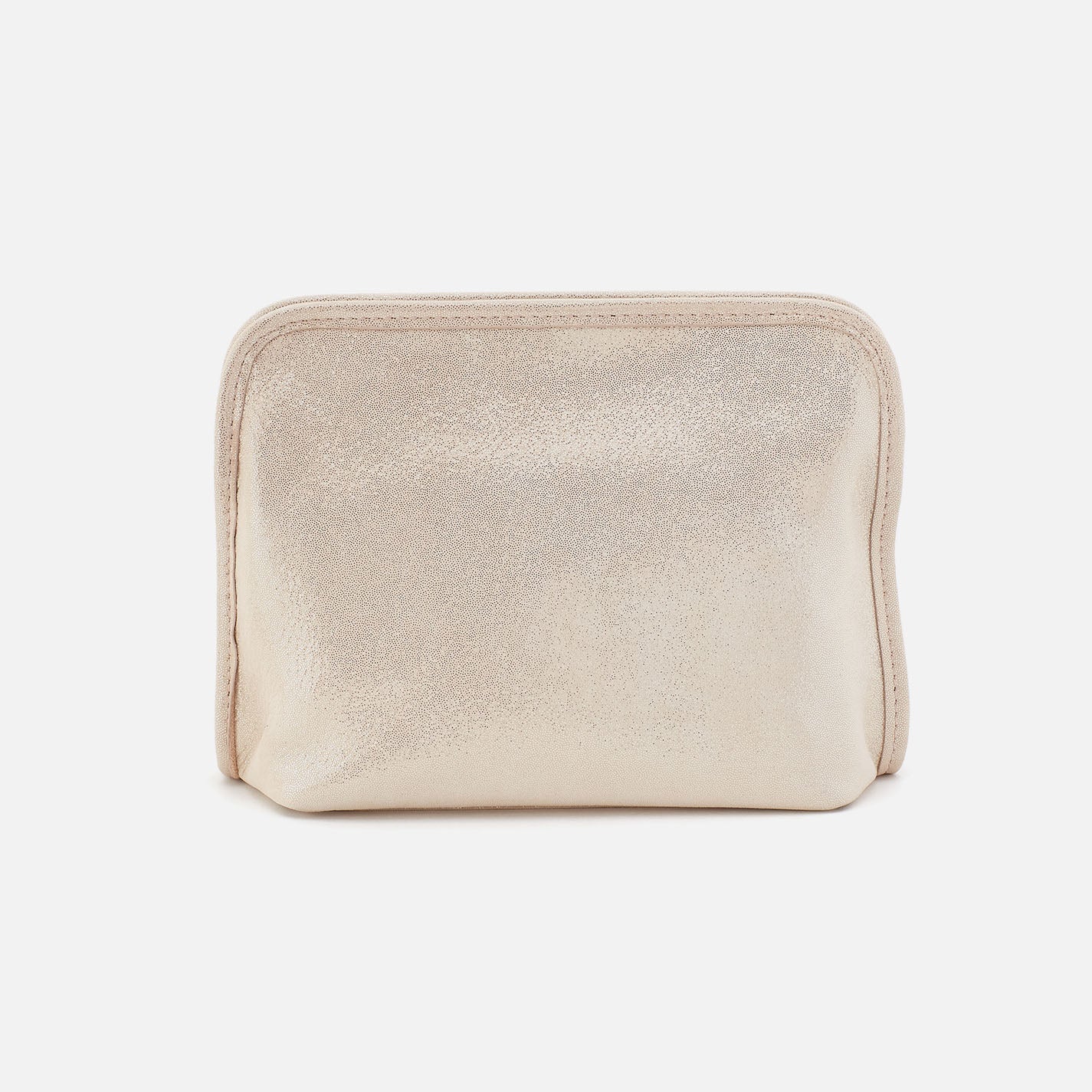 Premium Metallic Leather Cosmetic Pouch - Sand Shimmer Makeup Bag for Travel & Everyday Use | Women's Beauty Organizer for Toiletries & Cosmetics
