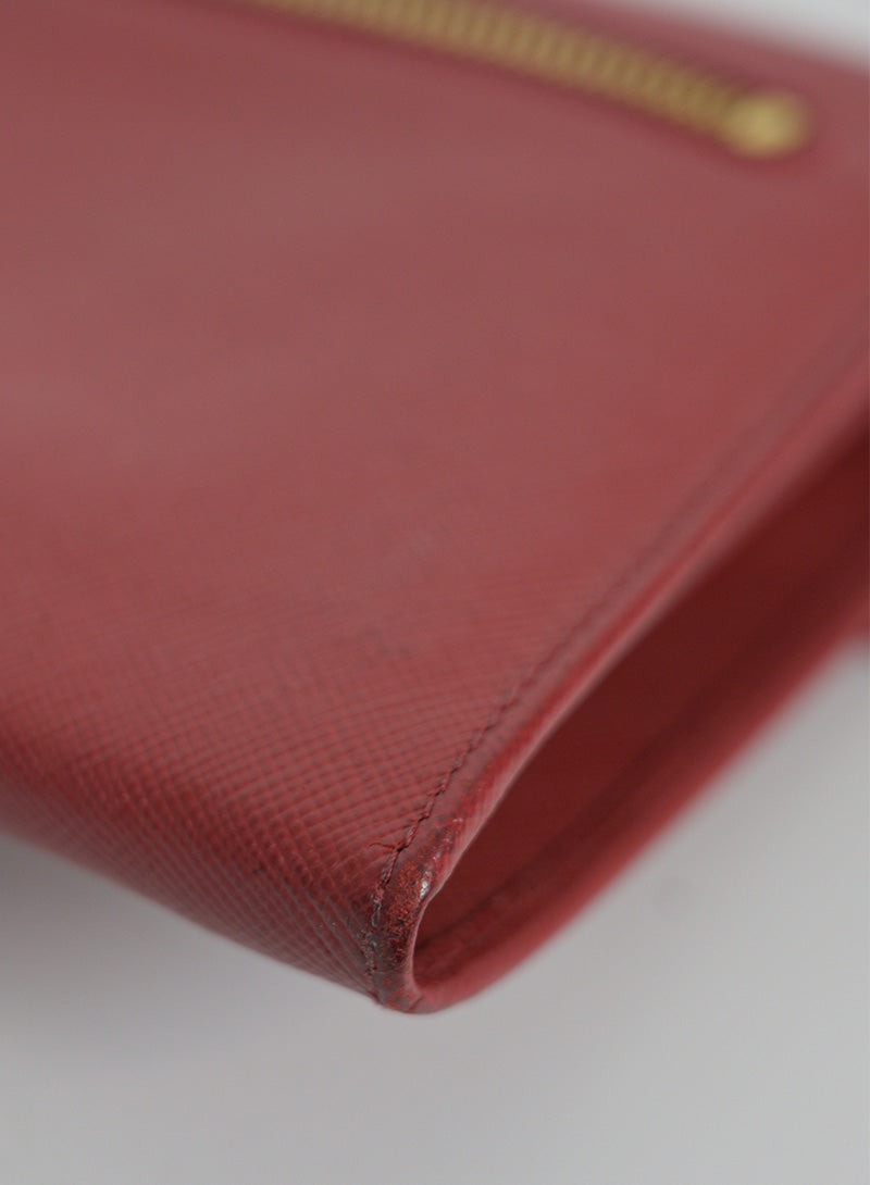 Prada Saffiano Leather Pochette Handbag in Red - Elegant Clutch for Women, Perfect for Parties, Weddings & Evening Events