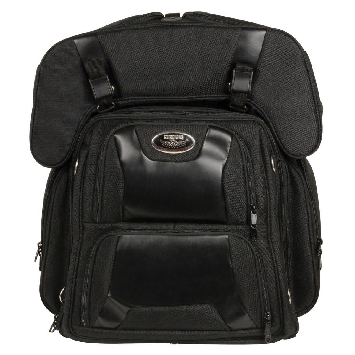 Milwaukee Leather MP8125 Large Black Textile 2-Piece Motorcycle Sissy Bar Bag Combo - Durable Storage for Cruiser & Touring Bikes - Perfect for Road Trips & Daily Commutes