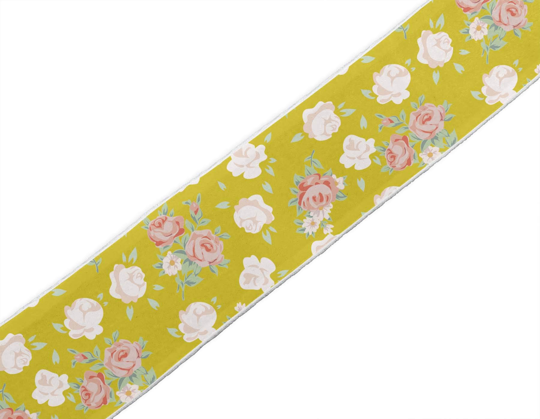 9 Yard Dupion Fabric Laces - Yellow Leaves & Rose Floral Printed Ribbon Trim for Crafts & Sewing Accessories | 4 Inch Wide | Perfect for DIY Projects, Gift Wrapping & Home Decor