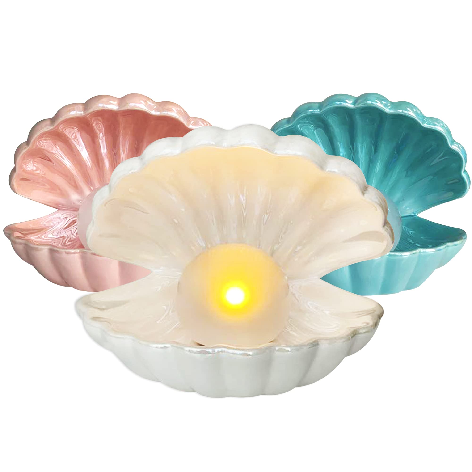 APRILSCHOICE Portable Shell Pearl Lamp - Battery Operated LED Night Light for Kids Bedroom, Nursery, Living Room Decor - Soft White Glow for Bedtime & Relaxation