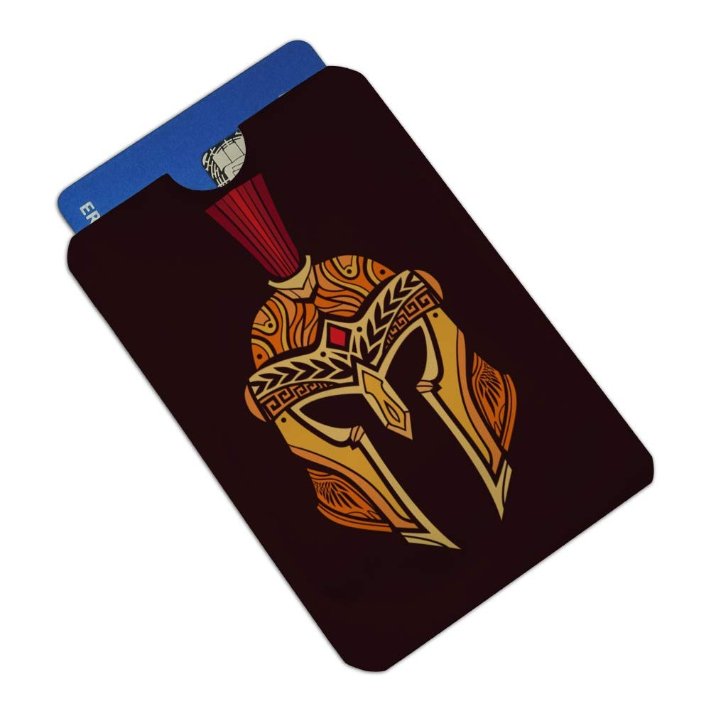 Premium Trojan Greek Spartan Warrior Helmet Design Gold & Red RFID Blocking Credit Card Holder - Set of 4 for Wallet Protection (Perfect for Travel, Events & Daily Use)