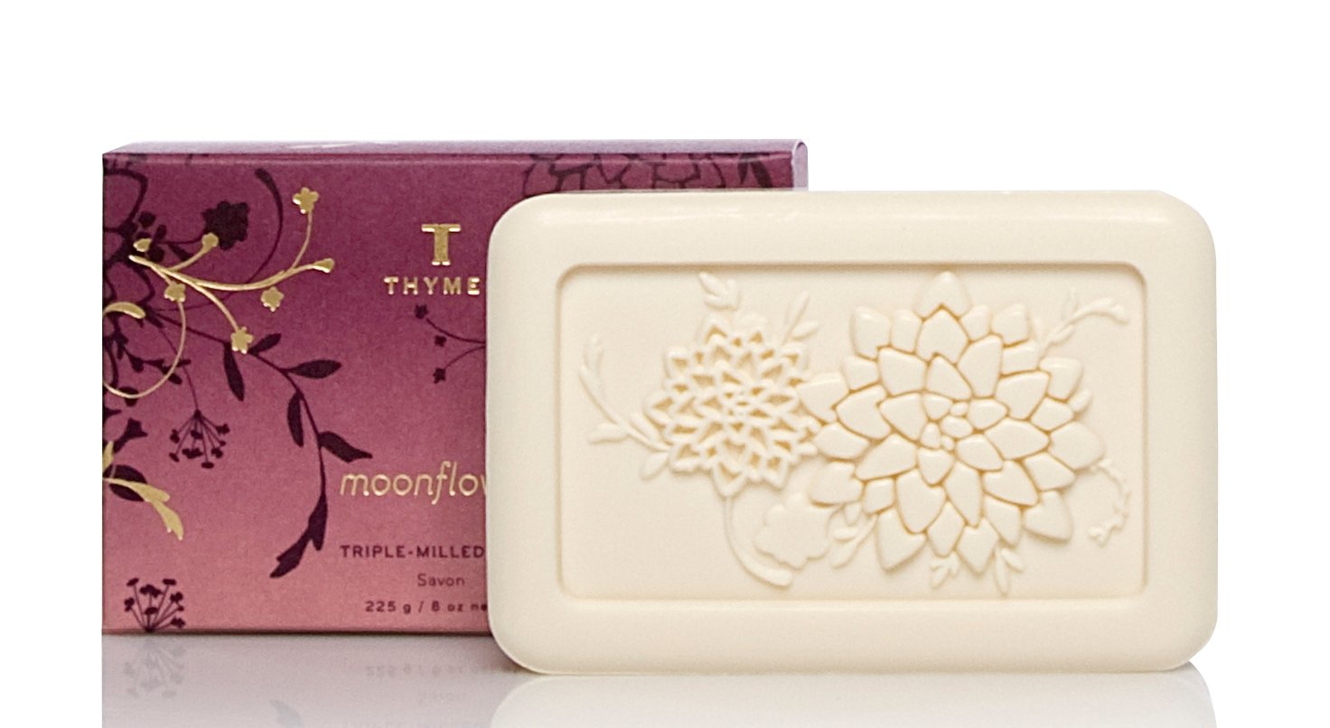 Thymes Triple Milled Soap Bar - Moonflower Scented, 8 oz | Luxury Bath & Body Care for Spa-Like Relaxation at Home