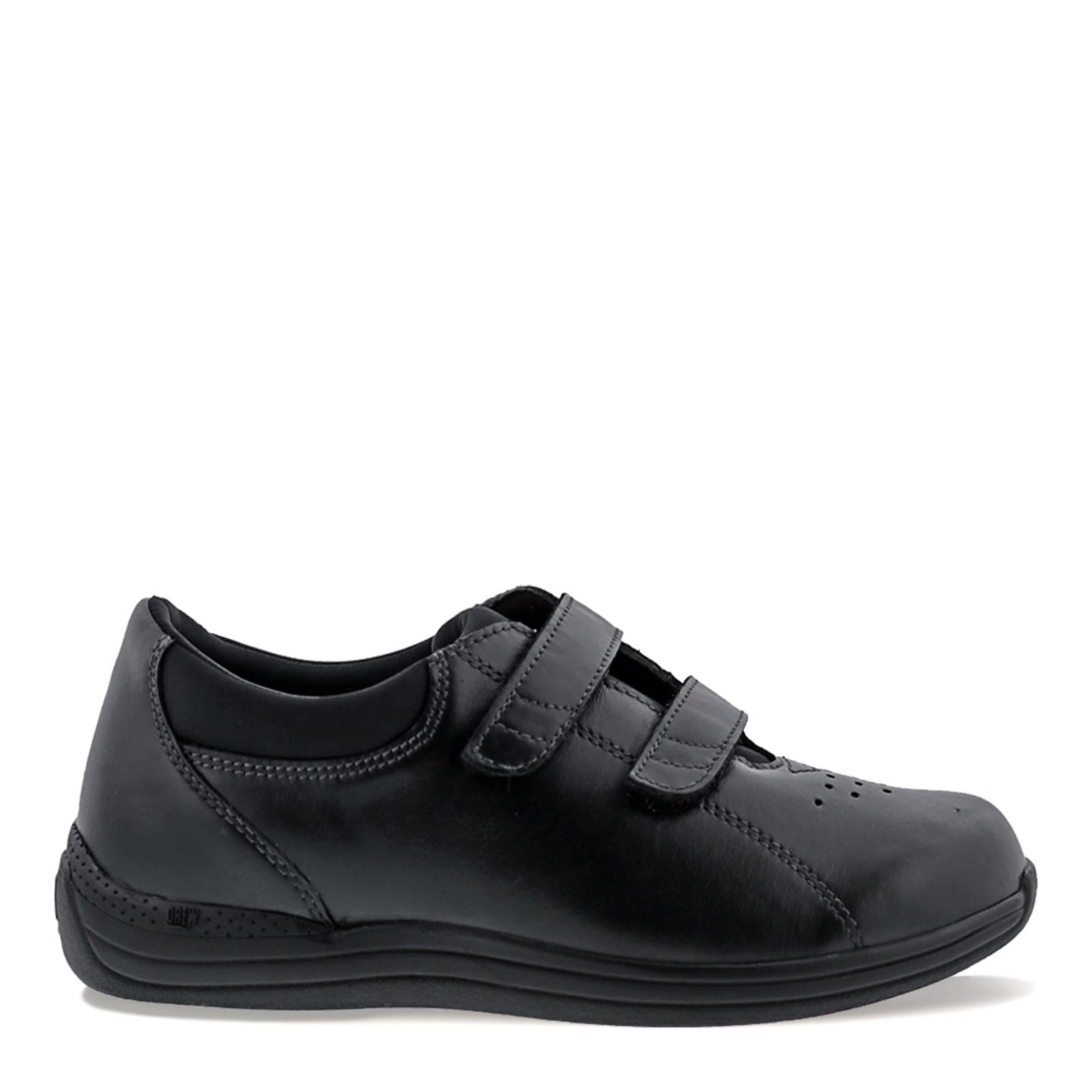 Drew Lotus Women's Velcro Double Strap Comfortable Casual Shoes - Black Calf Leather Slip-On Flats for Walking, Work & Everyday Wear