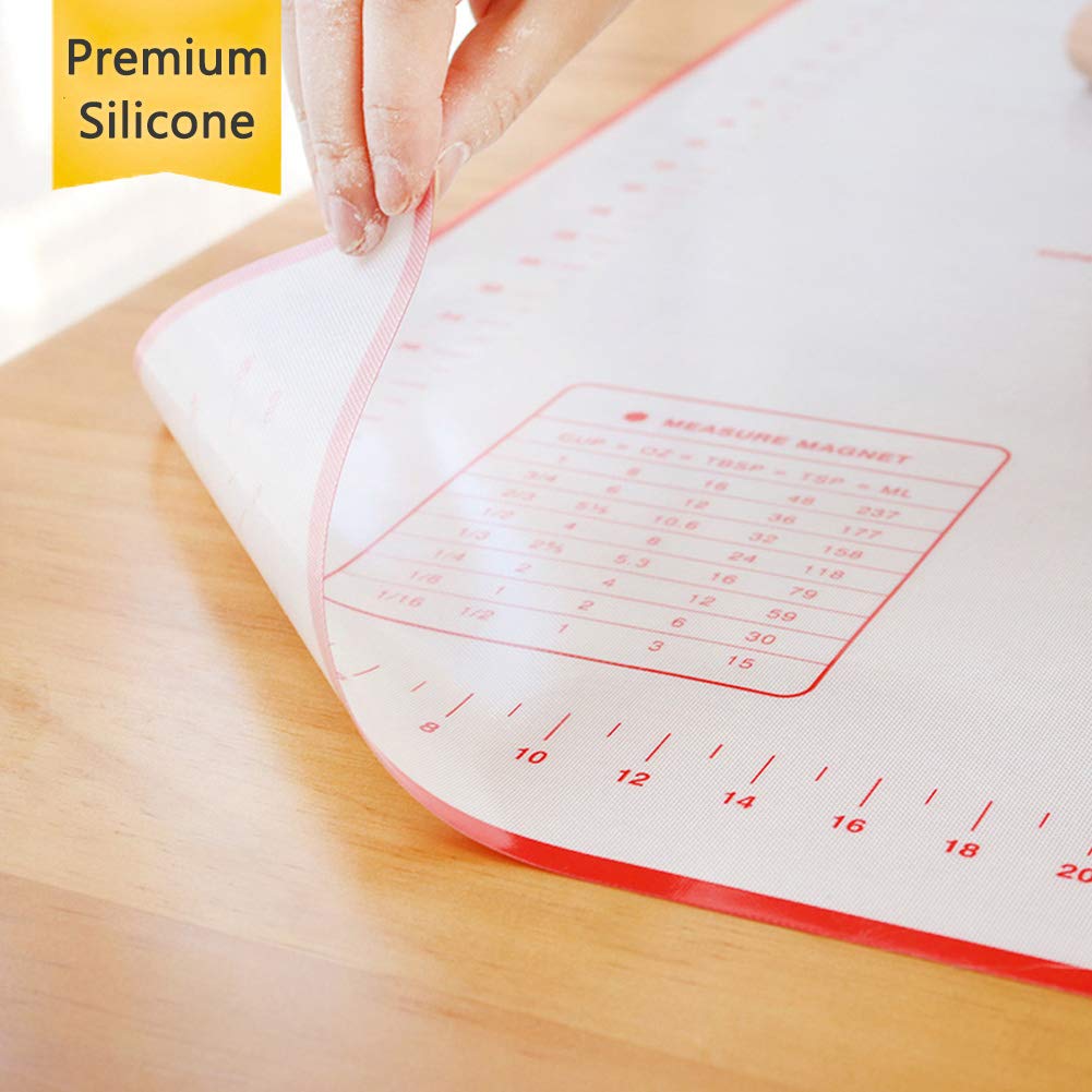 Non-Stick Silicone Baking Mat - Extra Thick Pastry Mat with Measurements for Fondant, Dough Rolling & Pie Crust | 16x20 Inch Oven Liner & Counter Protector | Ideal for Baking, Cooking & Kitchen Prep