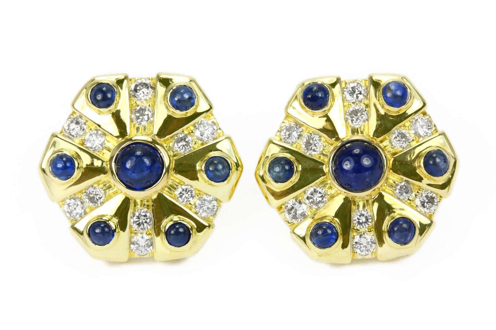 3.30tcw Natural Sapphire & Diamond Stud Earrings in 18K Gold - Elegant Jewelry for Weddings, Parties & Special Occasions