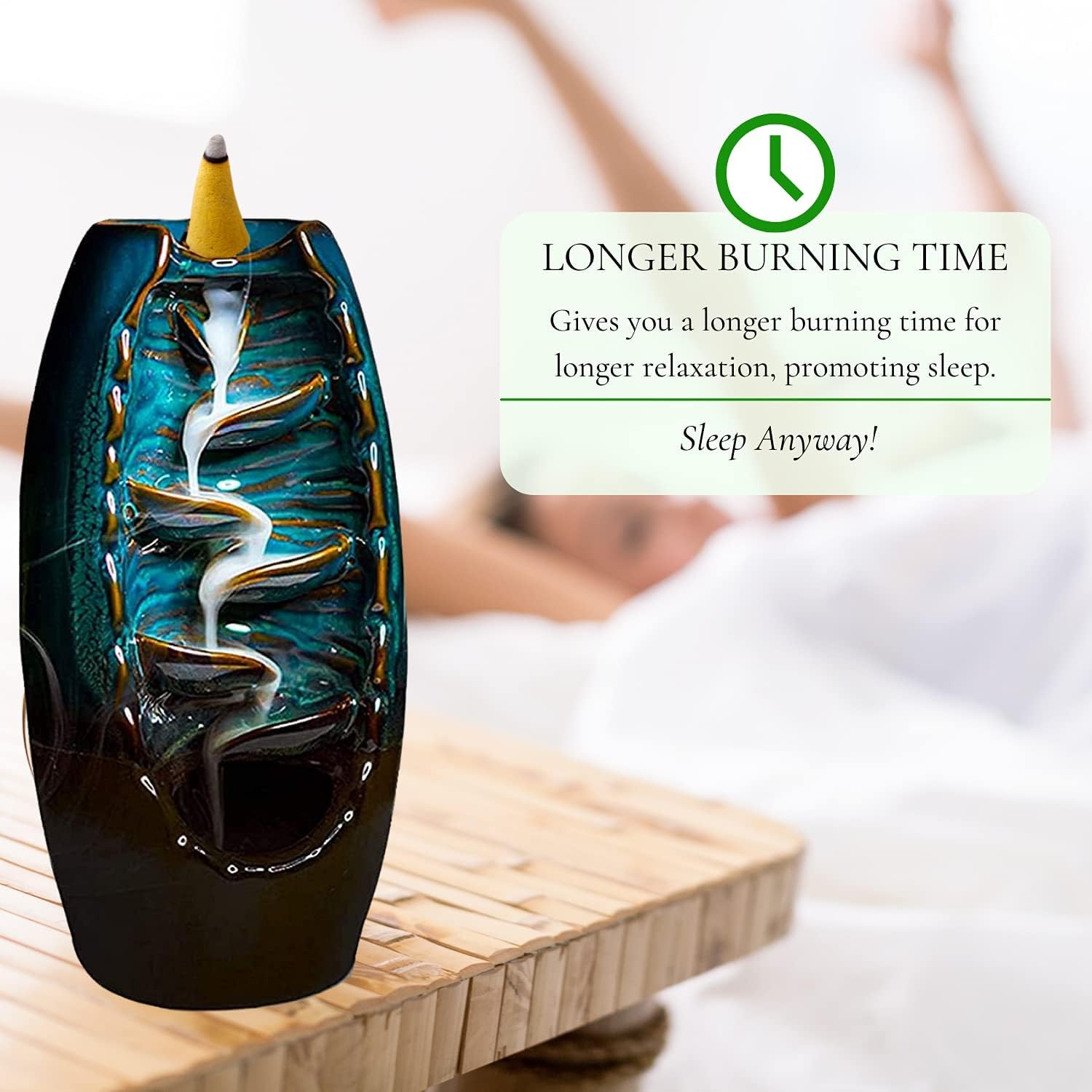 Inscents Waterfall® 100% Natural Backflow Incense Cones - 100 Pack for Relaxation, Meditation & Mindfulness | Rose, Lavender, Mint, Lemongrass Aromatherapy | Perfect for Yoga, Spa, Home Decor and Stress Relief