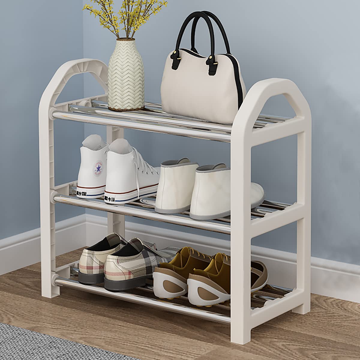 3-Tier Kids Shoe Organizer - Small Shoe Rack for Children, Mini Shoe Storage Shelf for Closet, Entryway, Hallway (42 x 19 x 43 cm) - Perfect for Organizing Baby Shoes, Sneakers & Sandals in Nursery or Playroom
