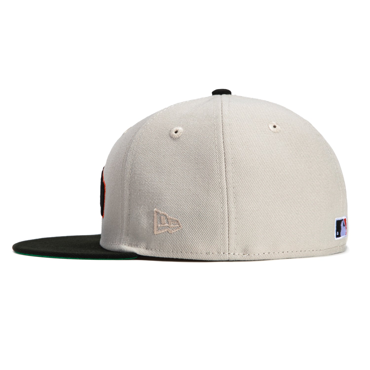 New Era 59Fifty San Francisco Giants MLB Baseball Cap with Tell It Goodbye Patch - Adjustable Snapback Hat in Stone, Black & Orange - Perfect for Baseball Games, Fan Collections & Streetwear Fashion
