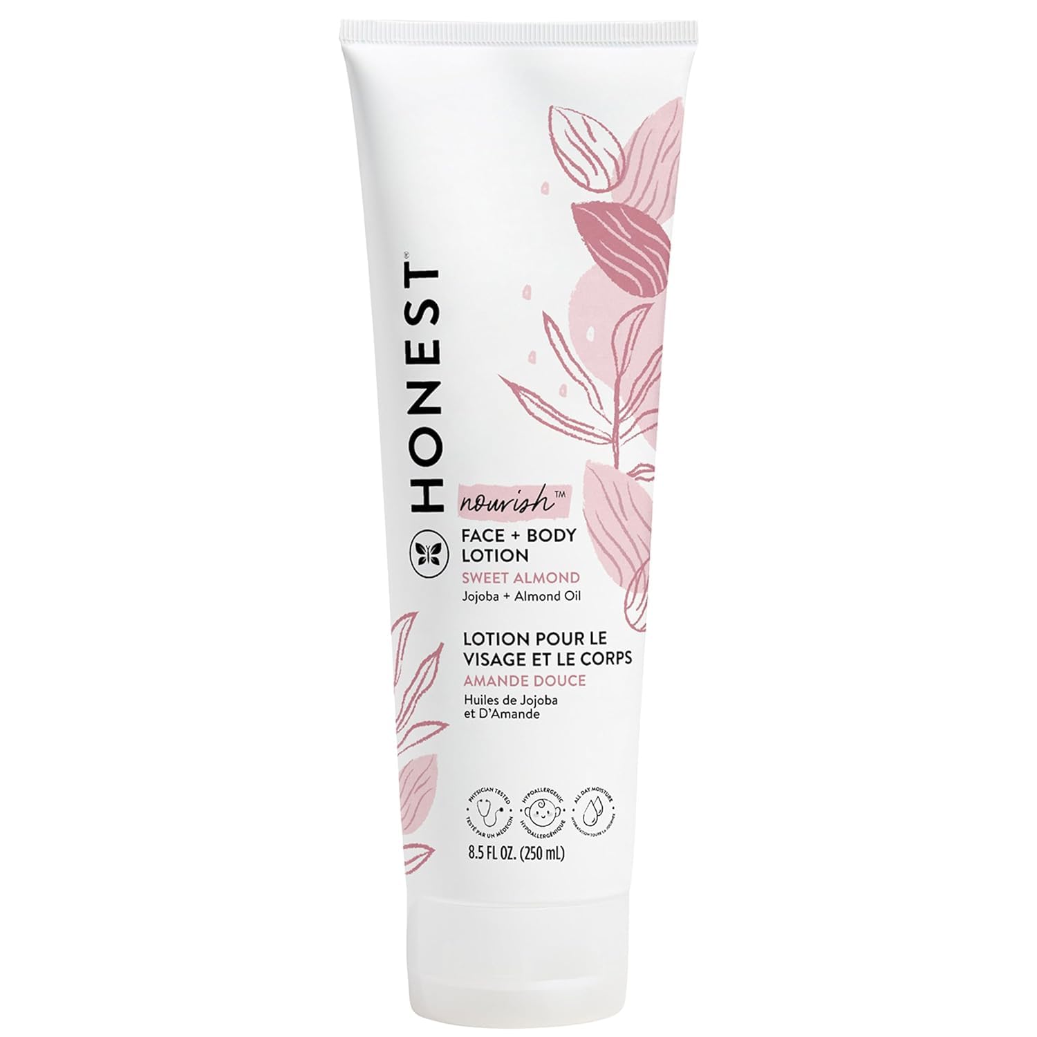 The Honest Company Hydrating Face & Body Lotion - Fast Absorbing, Naturally Derived, Hypoallergenic Moisturizer with Sweet Almond Oil (8.5 fl oz) | Perfect for Dry Skin Care & Daily Hydration