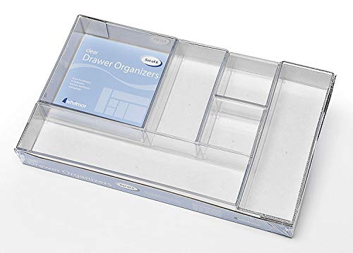 Whitmor Clear-Set 6-Piece Modular Drawer Organizer Set - Perfect for Kitchen, Bathroom & Office Storage Organization