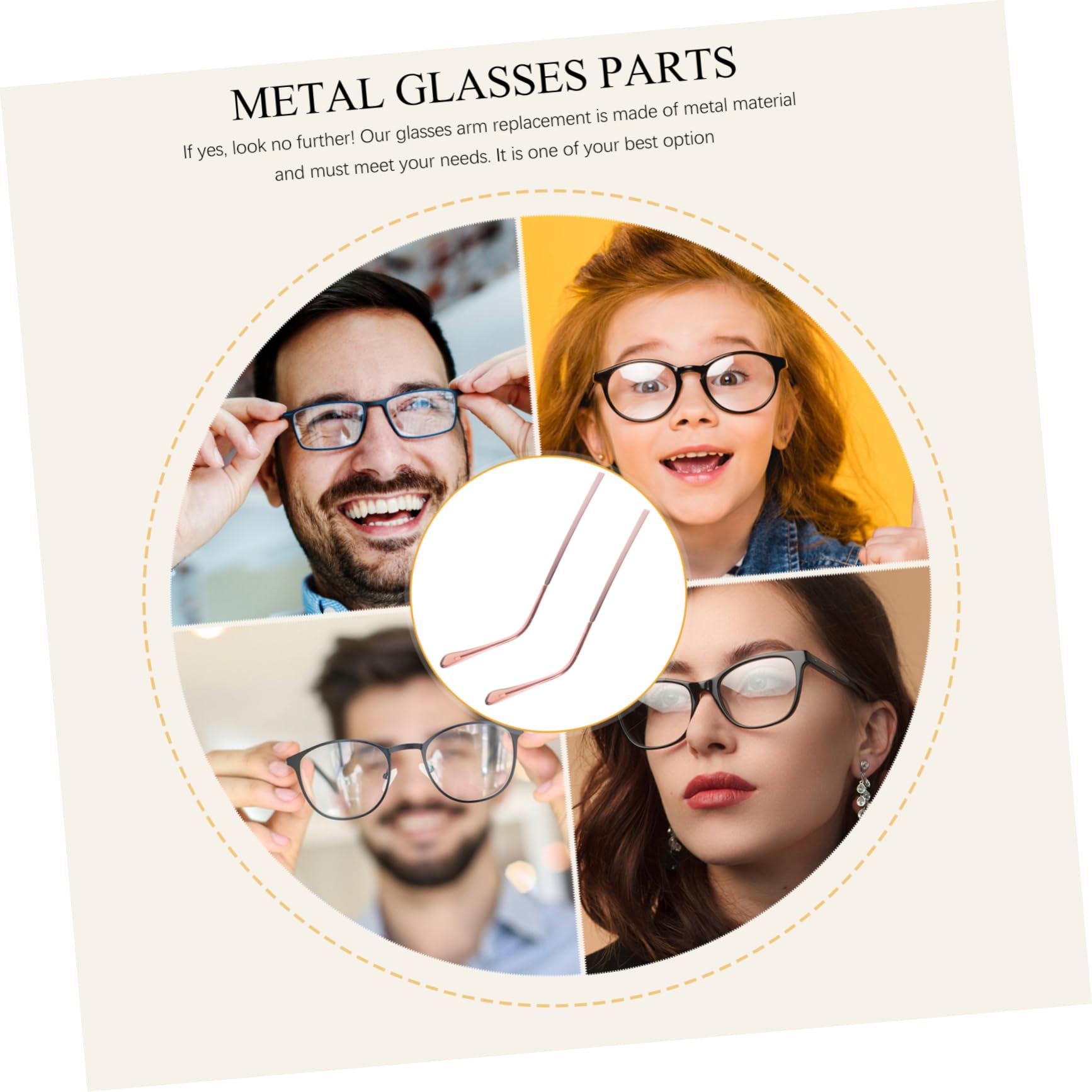 Baluue 1 Pair Metal Glasses Temple Replacement Arms - Repair Accessories for Eyeglasses & Sunglasses (Single Tooth Design) | Perfect for Broken Frames, DIY Fixes & Spare Parts