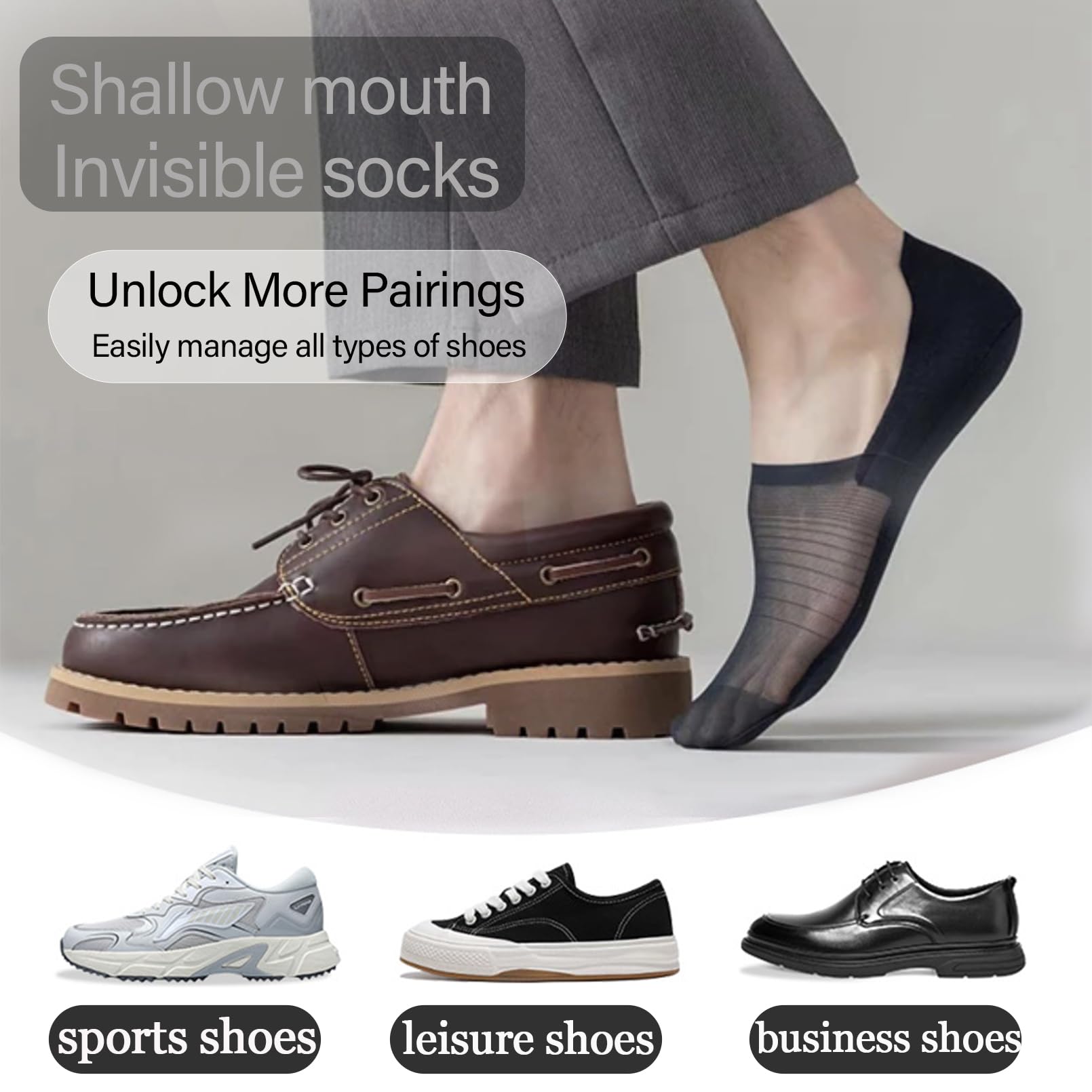 6 Pairs No Show Socks for Men & Women - Low Cut Invisible Hidden Liner Socks with Non-Slip Grip for Flats, Boat Shoes & Sneakers - Perfect for Casual Wear, Workouts & Daily Comfort