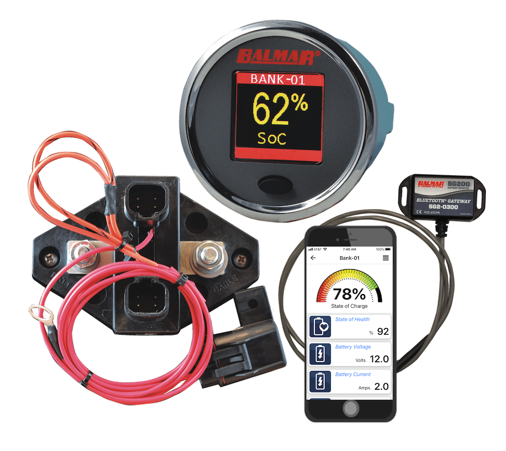 SG210 Battery Monitor Kit for 12V/48V Systems with Bluetooth Gateway & LCD Display - Real-Time Battery Monitoring for RVs, Solar Panels, Boats, and Off-Grid Power Systems