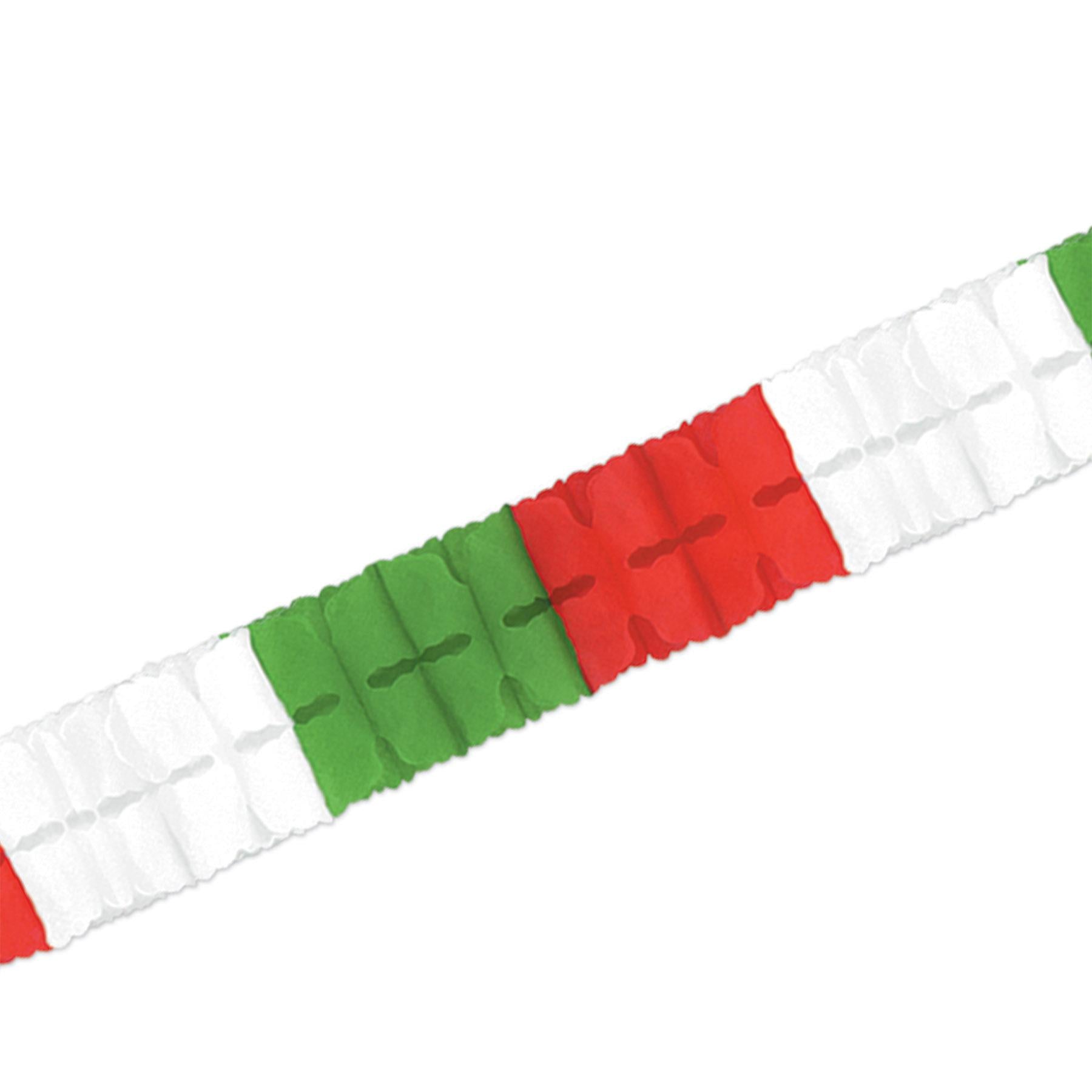 12 Pack Beistle Fiesta Packaged Leaf Garland - Red, White & Green Party Decorations for Cinco de Mayo, Christmas & Holiday Celebrations