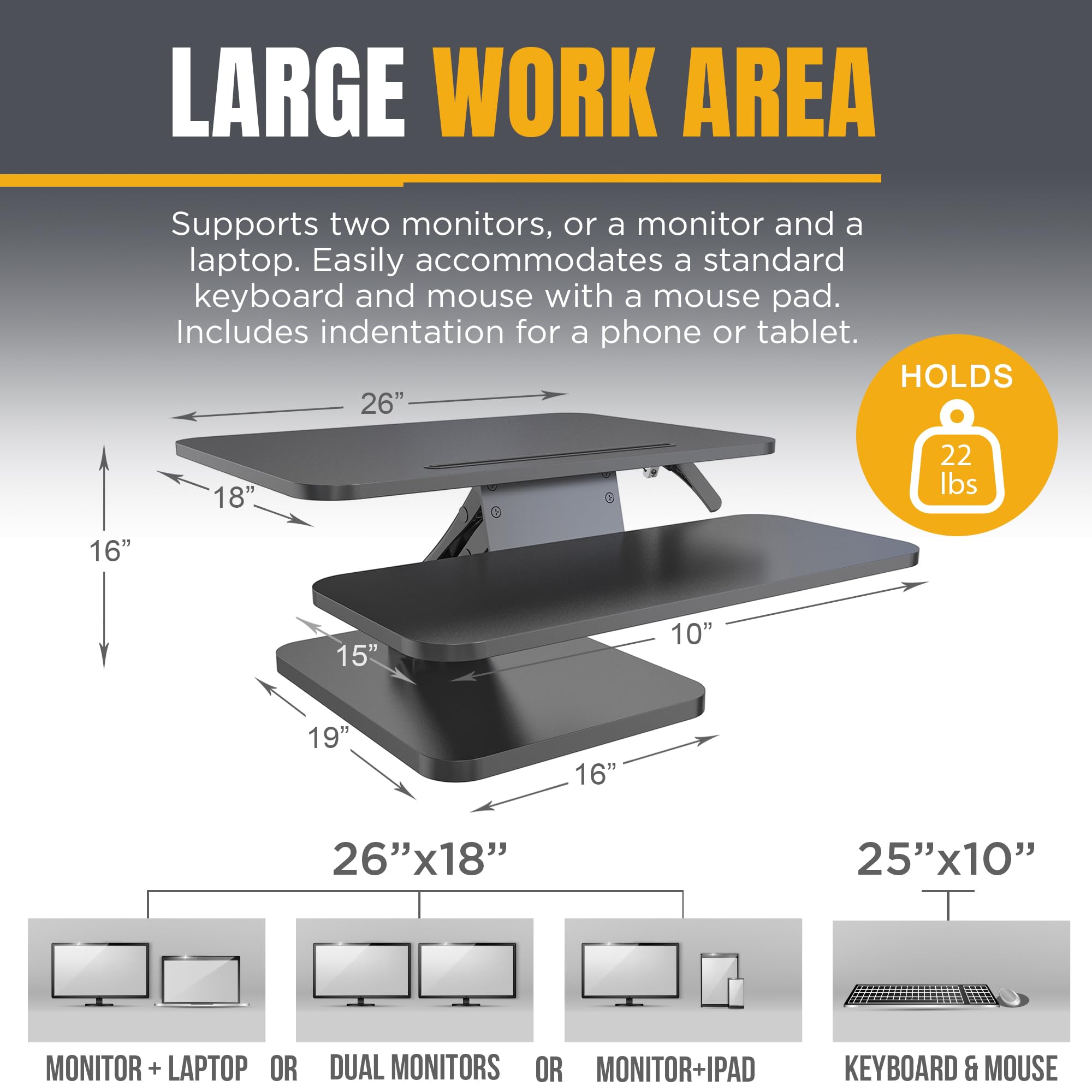 Adjustable Standing Desk Converter - 26