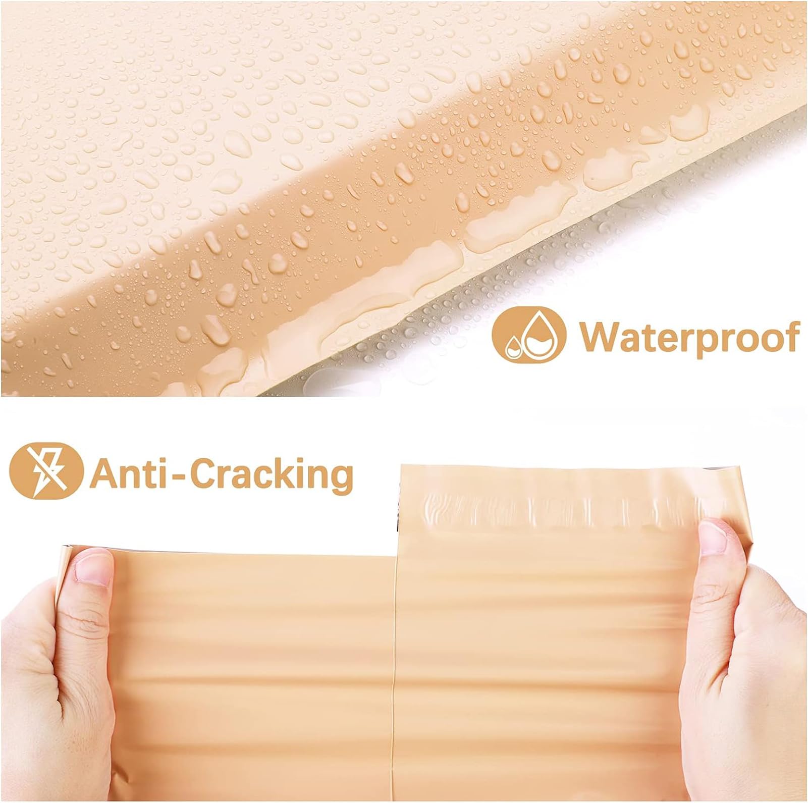 Metronic 12x15.5 Inch Champagne Poly Mailers - 100 Pack Self-Sealing Shipping Envelopes for Clothes & Apparel | Durable Mailing Bags for Small Business, Ecommerce & Online Retail Packaging | Perfect for Shipping T-Shirts, Dresses & Lightweight Items