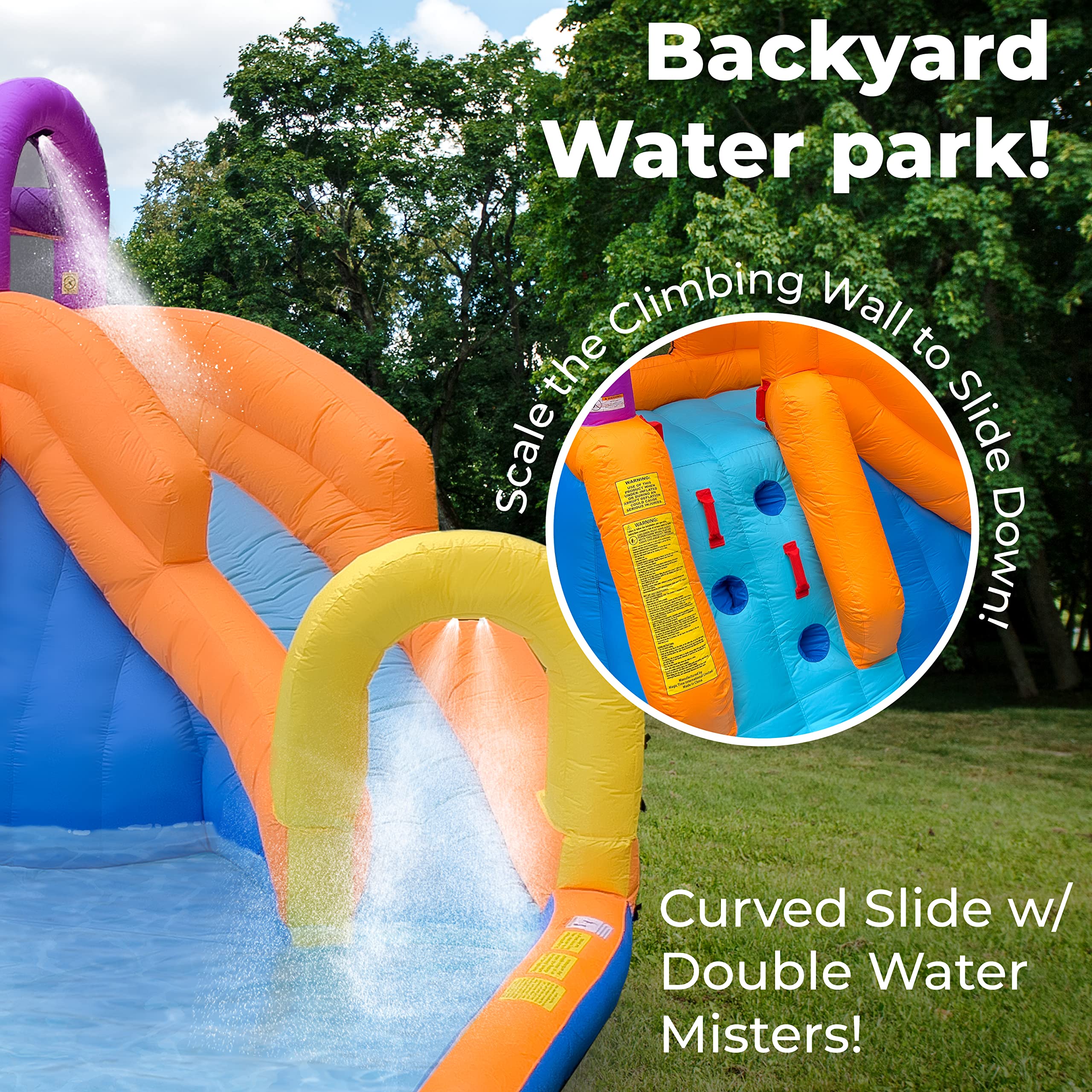 Mega Tornado Twist Inflatable Water Slide for Kids - Outdoor Water Park with Slides, Climbing Wall, Water Cannon & Splash Pool - Ages 5+ - Includes Blower - Perfect for Backyard Summer Parties, Birthday Celebrations & Family Fun