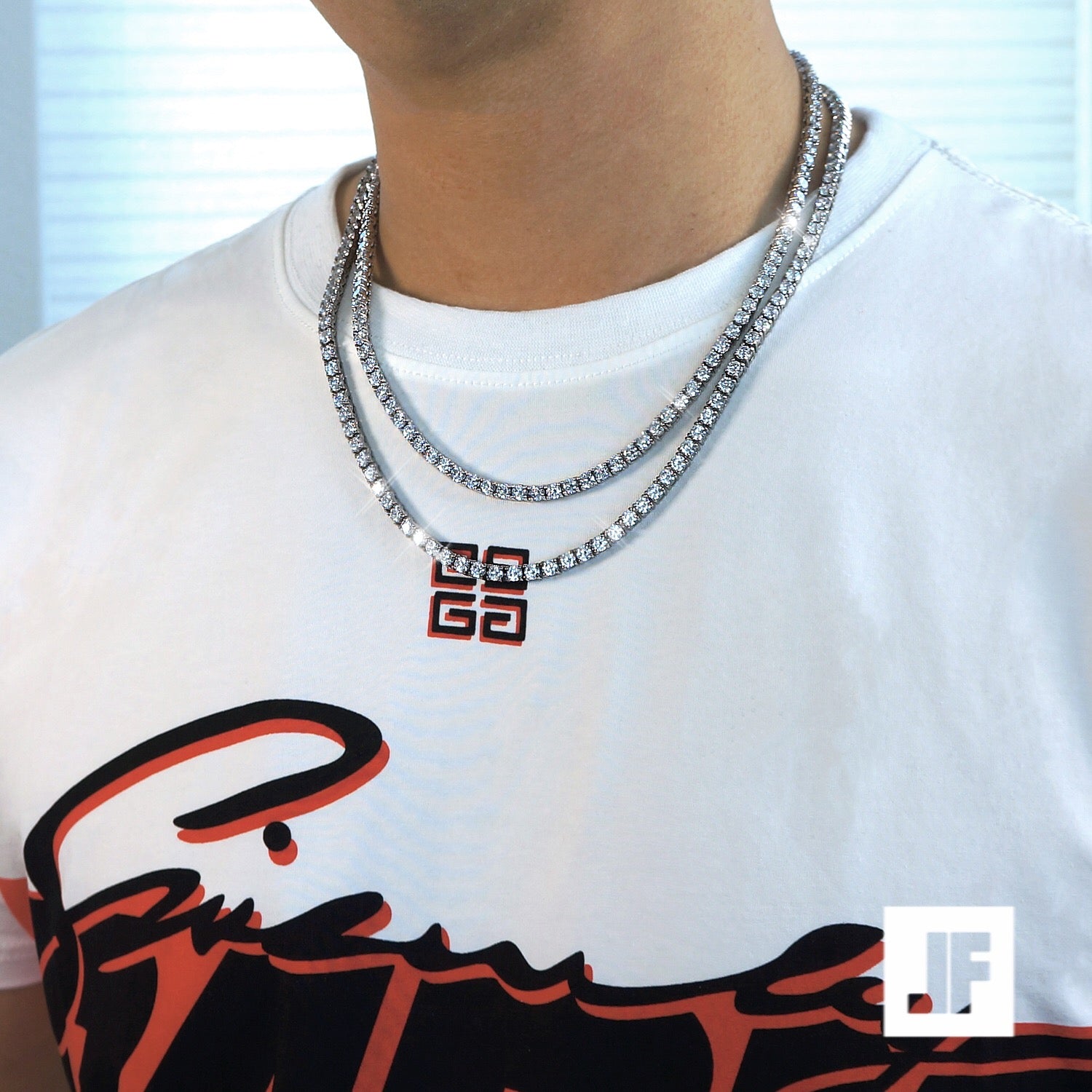 925 Sterling Silver 4mm Iced Out Tennis Chain Necklace for Men - Hip Hop Jewelry & Luxury Fashion Accessory - Perfect for Parties, Weddings and Everyday Wear