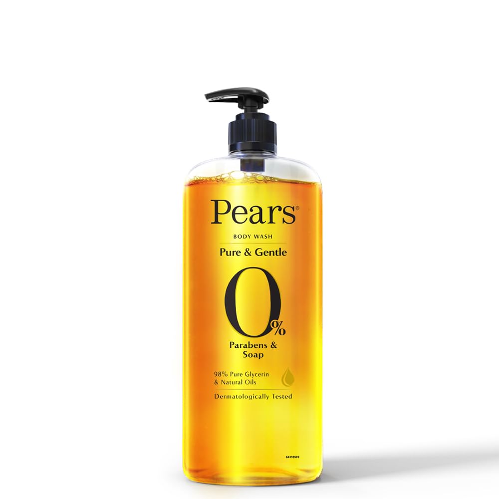 Pears Pure & Gentle Shower Gel with 98% Glycerin - Soap Free, Paraben Free - 750ml XL Pump Bottle | Moisturizing Body Wash for Dry & Sensitive Skin - Perfect for Daily Shower & Bath Routine