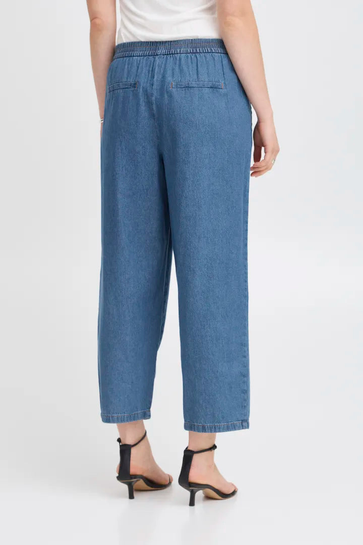Archer Wide Leg Jeans for Women - Washed Medium Blue Denim Pants | High Waisted Comfort Fit | Casual & Boho Style for Everyday Wear