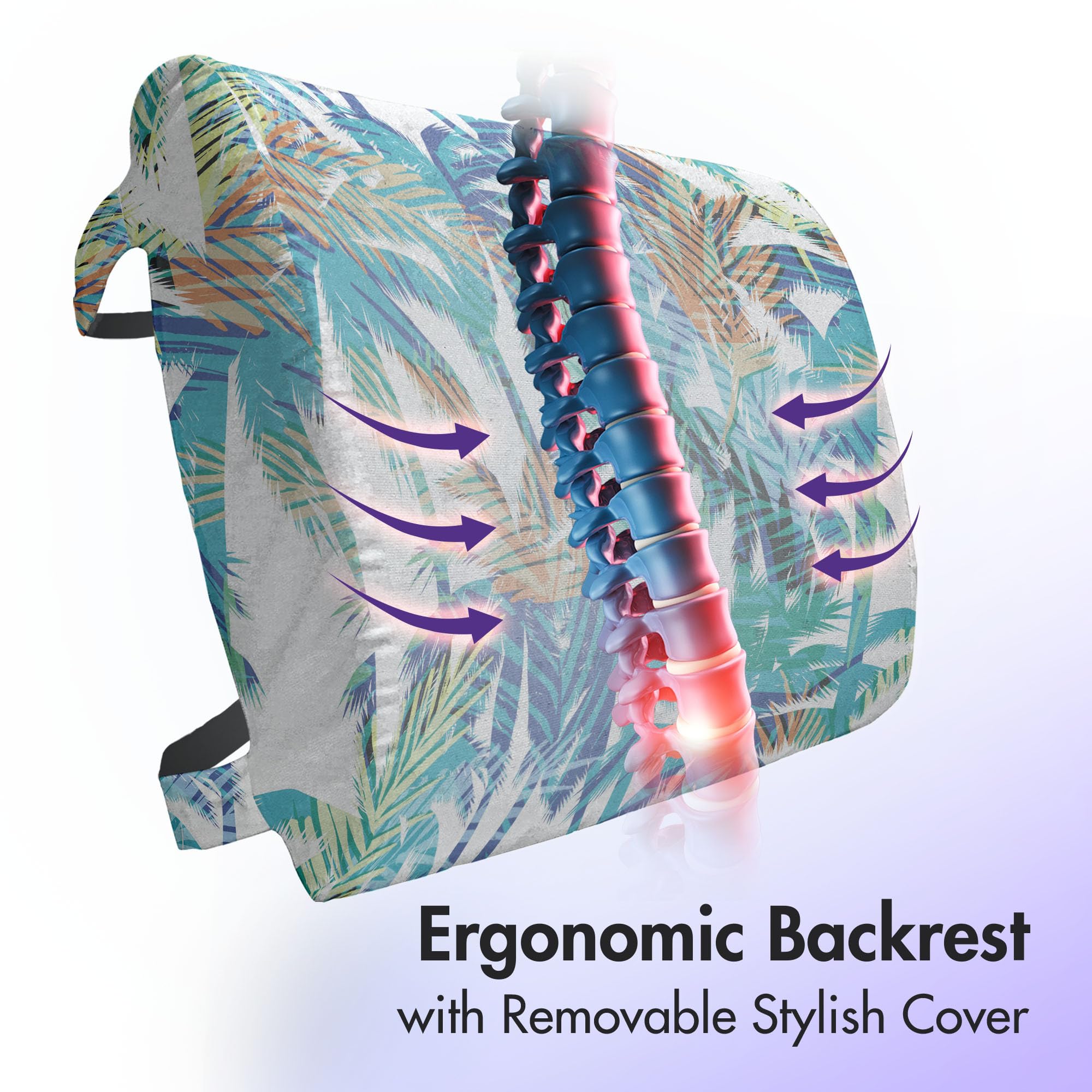 Ambesonne Lumbar Support Pillow - Tropical Palm Leaf Design, High Density Foam for Office Chair & Car Seat, 14