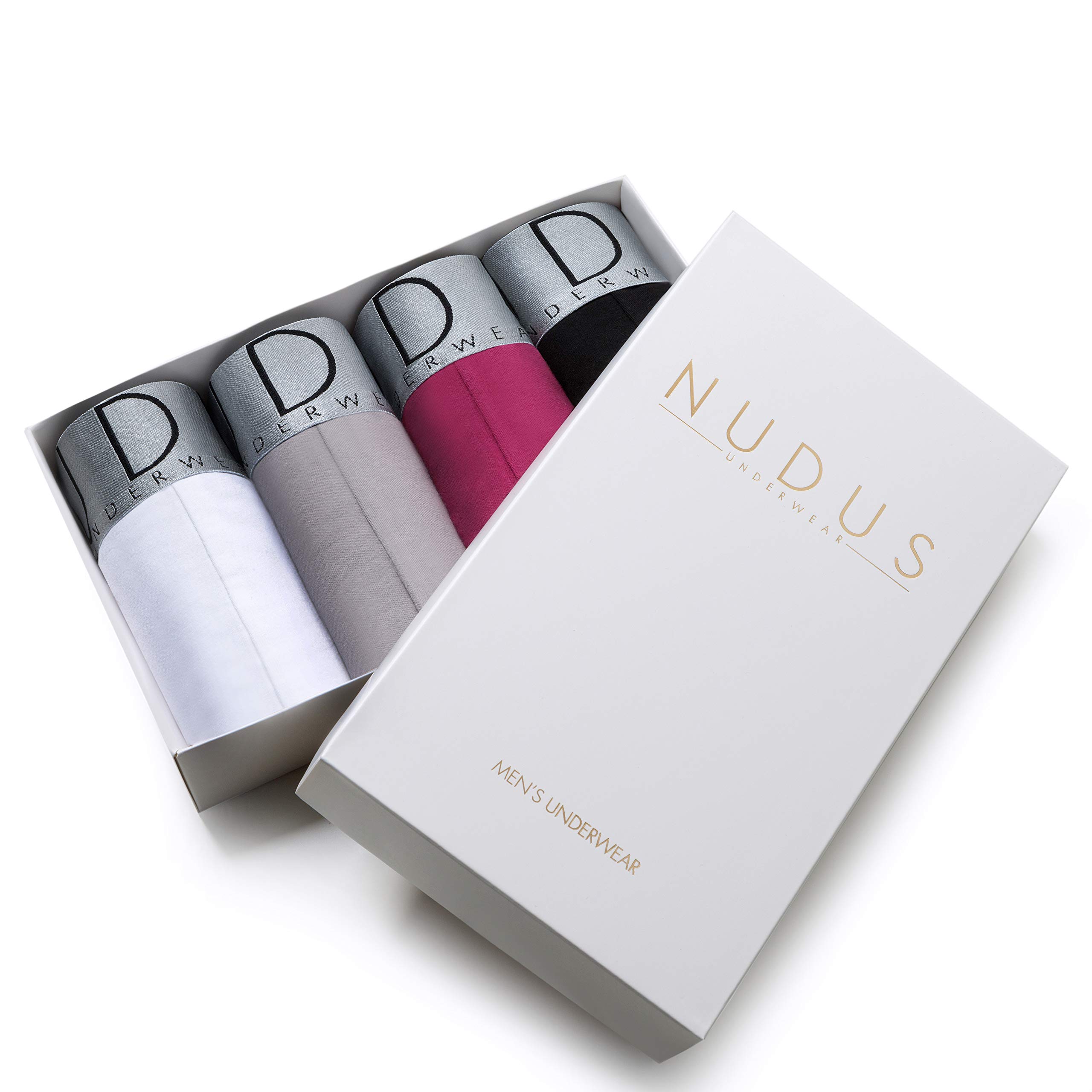 NUDUS Men's Cotton Underwear 4-Pack - Soft Breathable Briefs, Trunks & Boxer Briefs Multipack - Perfect for Everyday Wear, Gym & Travel