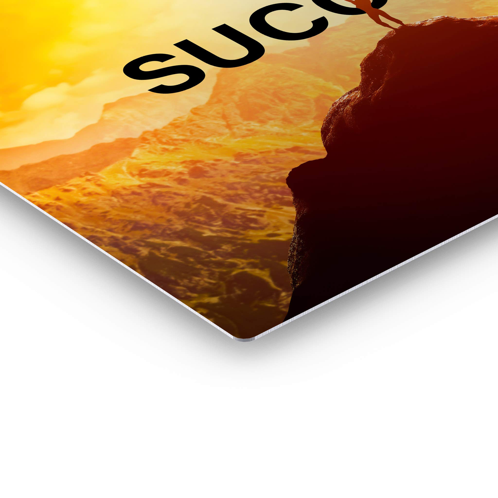 Success Orange Sunset Sky and Mountain Motivational Metal Wall Art - Inspirational Office Decor with Entrepreneur Quote - 30x40 Inch Ready to Hang Metal Print - Perfect for Home, Office, or Gift Idea