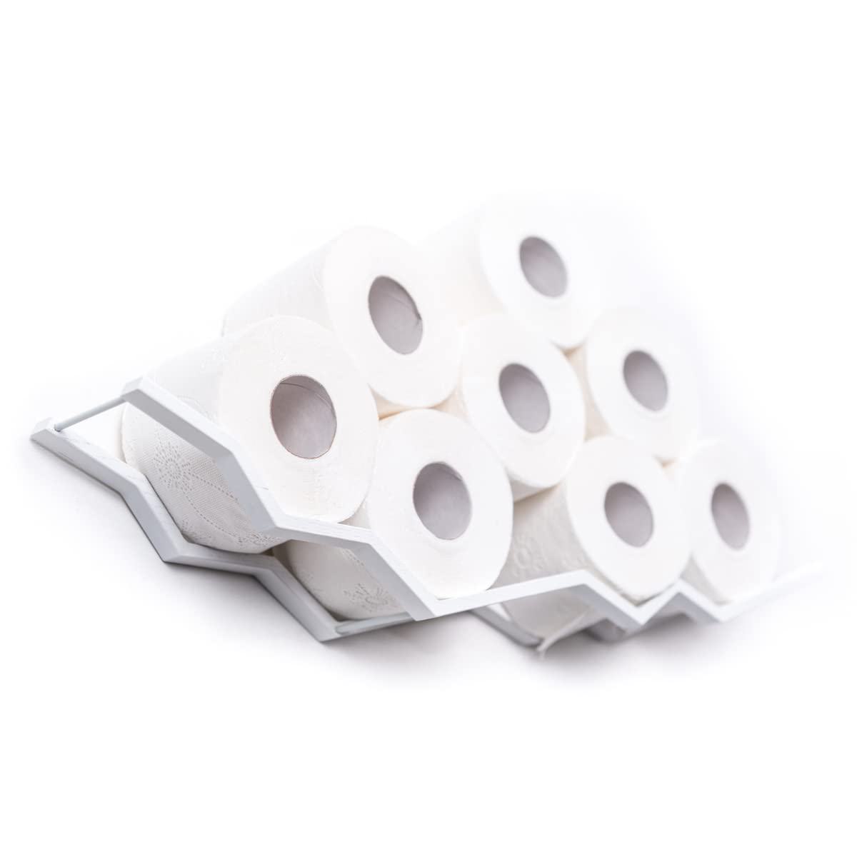 White Wooden Zigzag Toilet Paper Holder - Bathroom Shelf & Towel Rack for Stylish Home Decor | Perfect for Modern Bathrooms & Powder Rooms