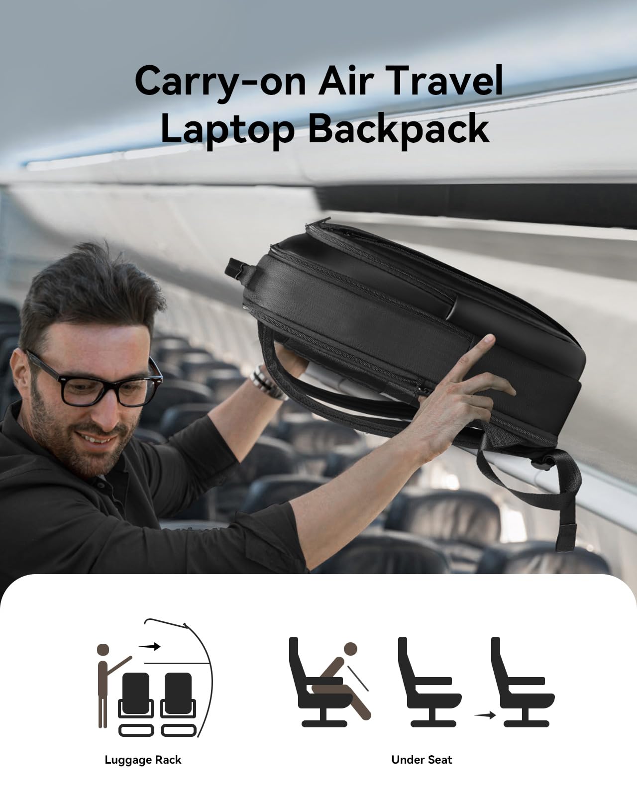 Men's Water Resistant Business Backpack - Durable Travel & Commuter Laptop Backpack with 180° Opening - Black Daypack for Work, Office & College | Perfect for Business Trips, Daily Commute & School