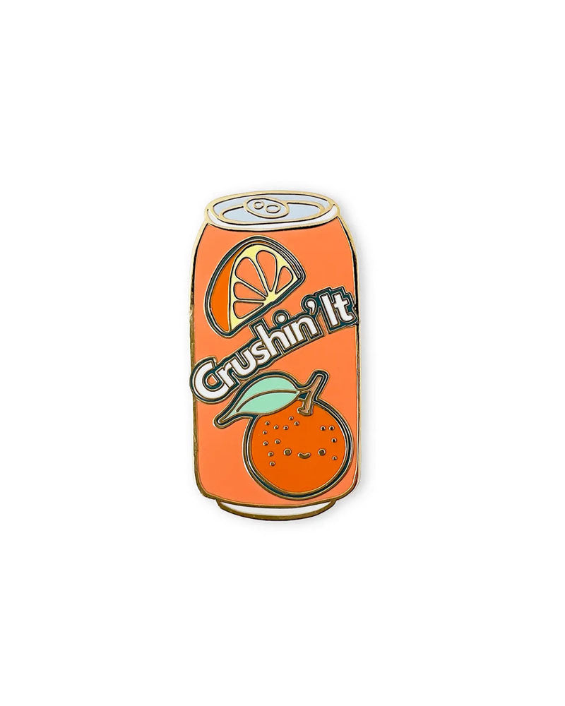 Crushin' It Orange Soda Can Pin - Vintage Soda Pop Enamel Pin Badge - Perfect for Backpacks, Jackets & Pin Collections - Fun Retro Soda Pop Merchandise