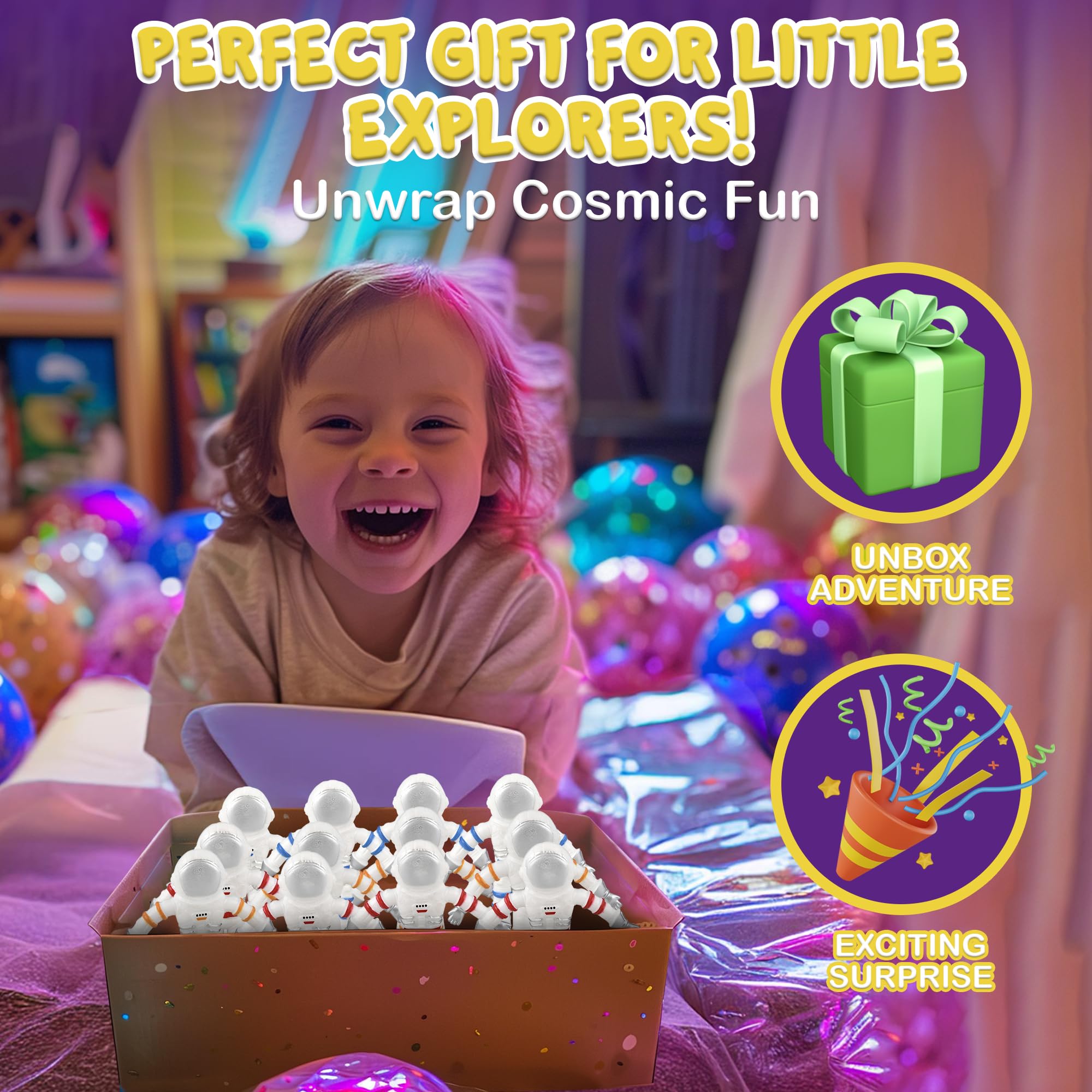 Forest & Twelfth 12-Piece Bendable Astronaut Toy Set - 3” Flexible Spaceman Figures for Kids, Fun & Educational STEM Toys to Improve Fine Motor Skills & Creativity - Perfect for Ages 3+, Great for Space-Themed Playrooms & Birthday Gifts