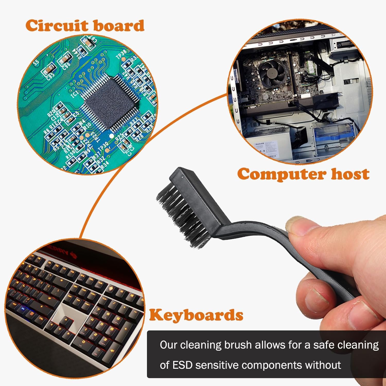 SCHOFIC ESD Safe Anti Static Toothbrush Shape Cleaning Brush (WT-01) - Perfect for Electronics, PCBs, and Sensitive Components - Pack of 1