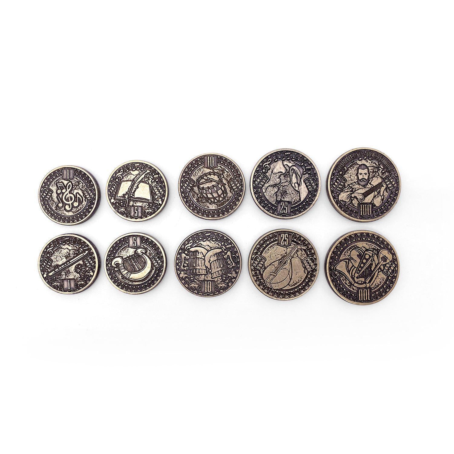 Adventure Coins: Premium Bard Set of 10 Collectible Metal Coins for RPG, D&D, and Tabletop Gaming - Perfect for Game Masters, Fantasy Lovers, and Role-Playing Enthusiasts